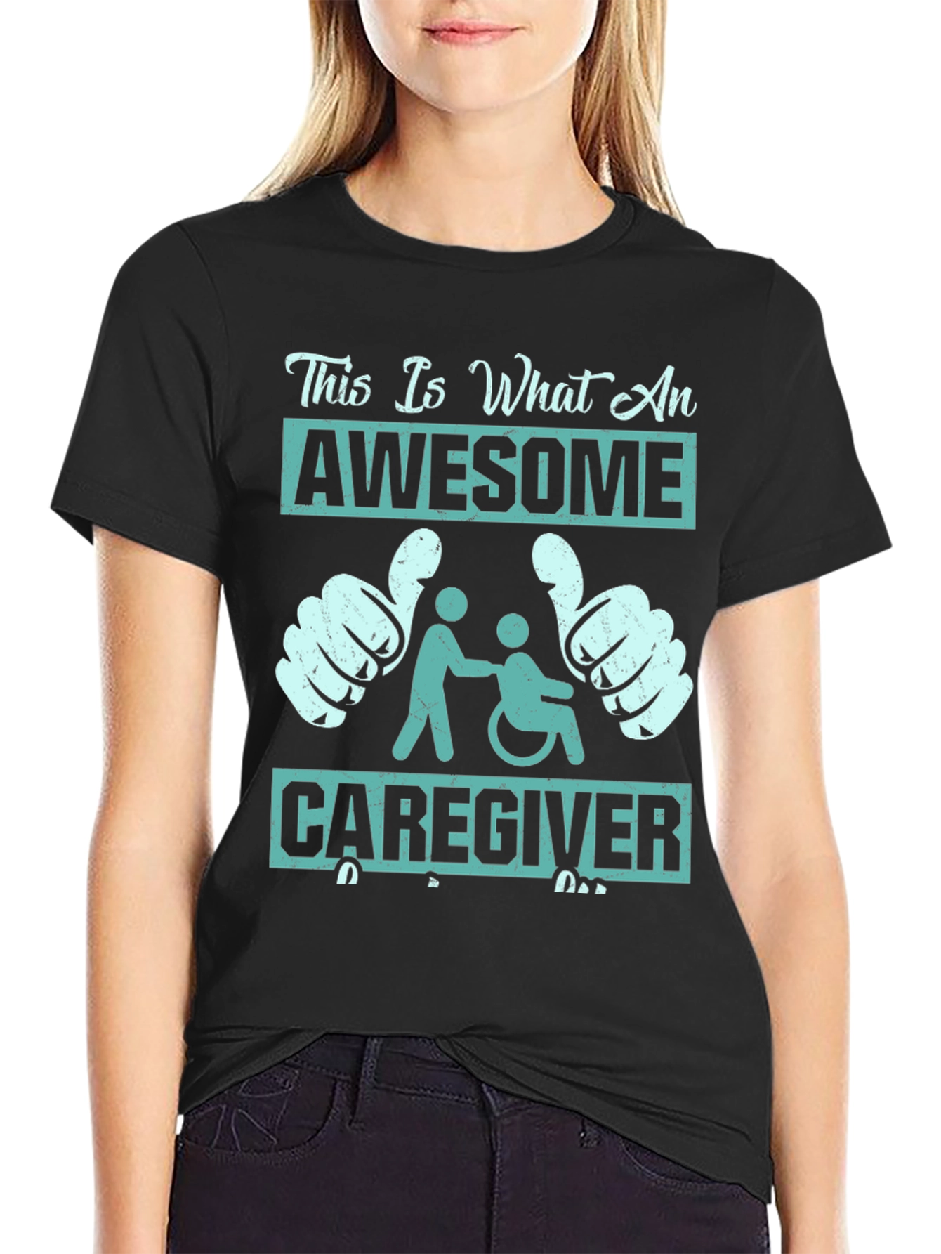 Black Awesome Caregiver T-Shirt - Support & Appreciation view 2