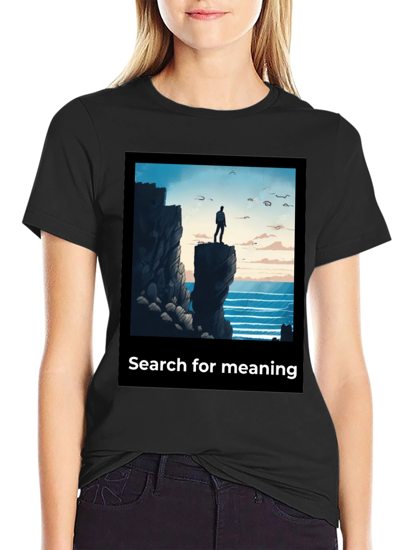 Black Search for Meaning Graphic T-Shirt view 2