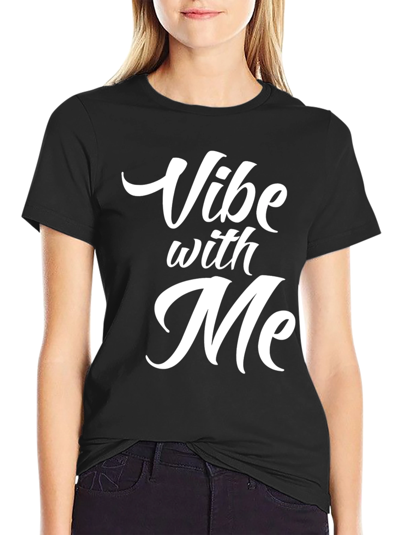 Black Vibe With Me Graphic T-Shirt - Casual Style view 2