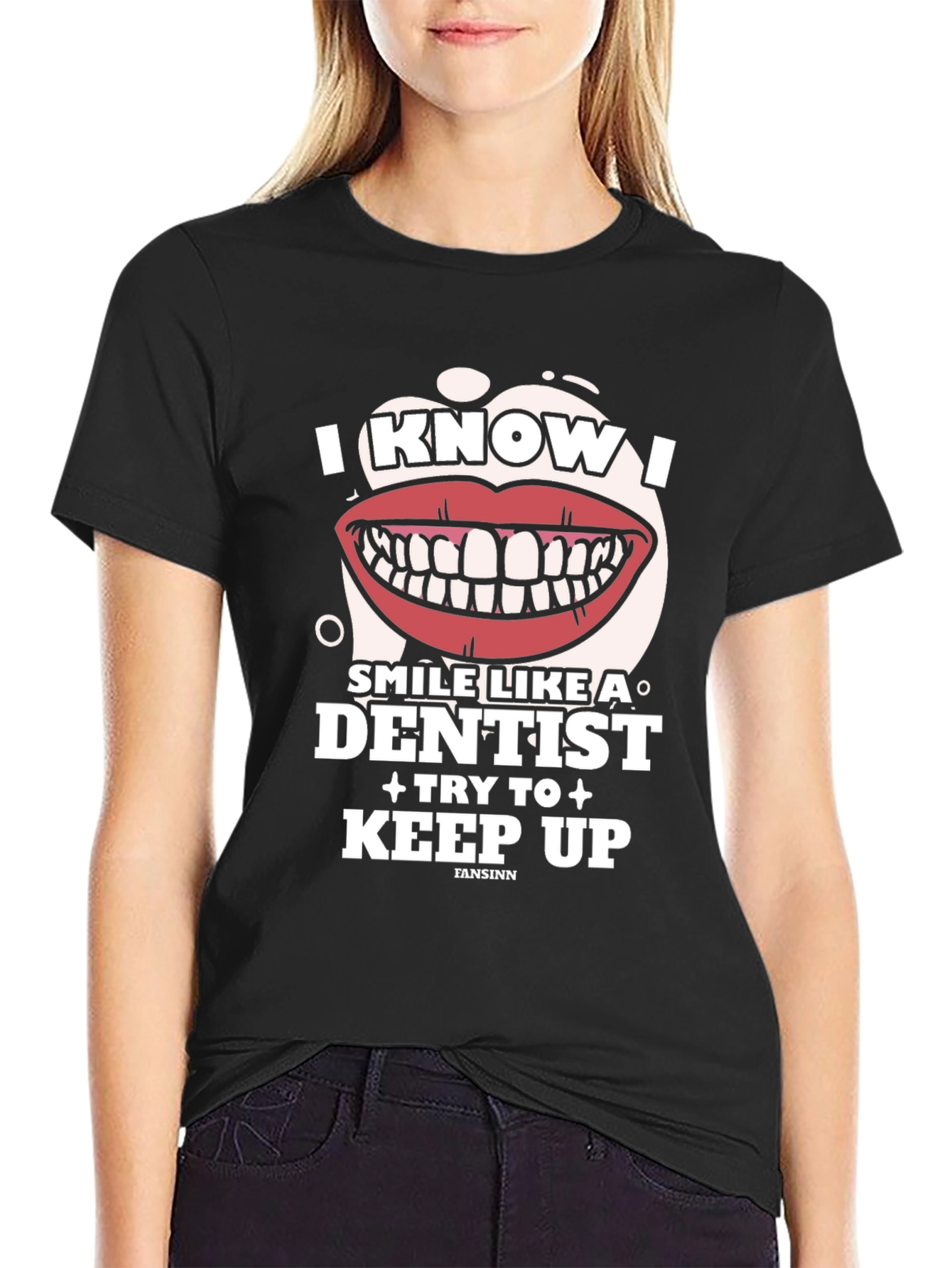 Black I Know I Smile Like a Dentist Graphic Tee view 2