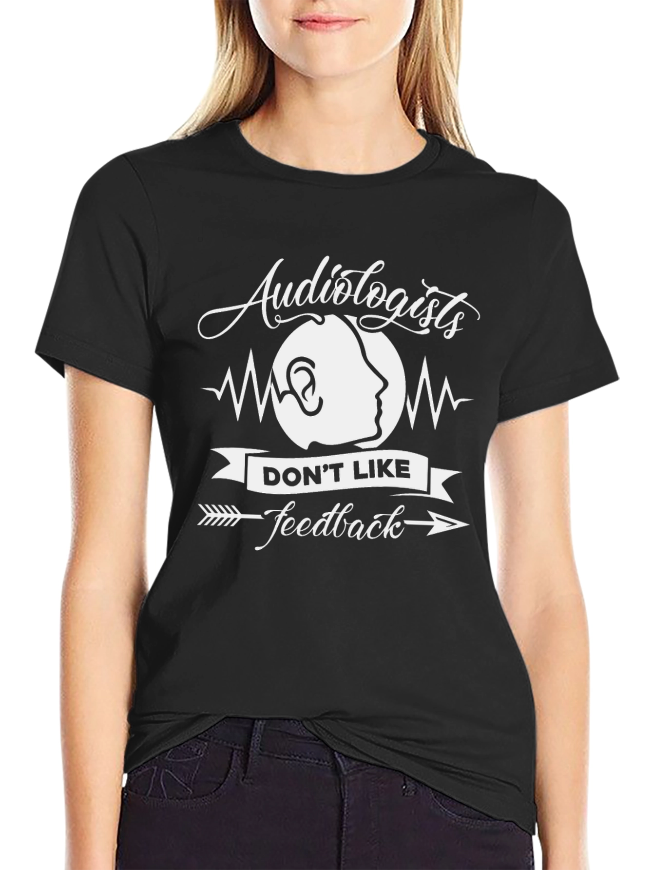 Black Audiologists Feedback T-Shirt - Funny Audiology Tee view 2