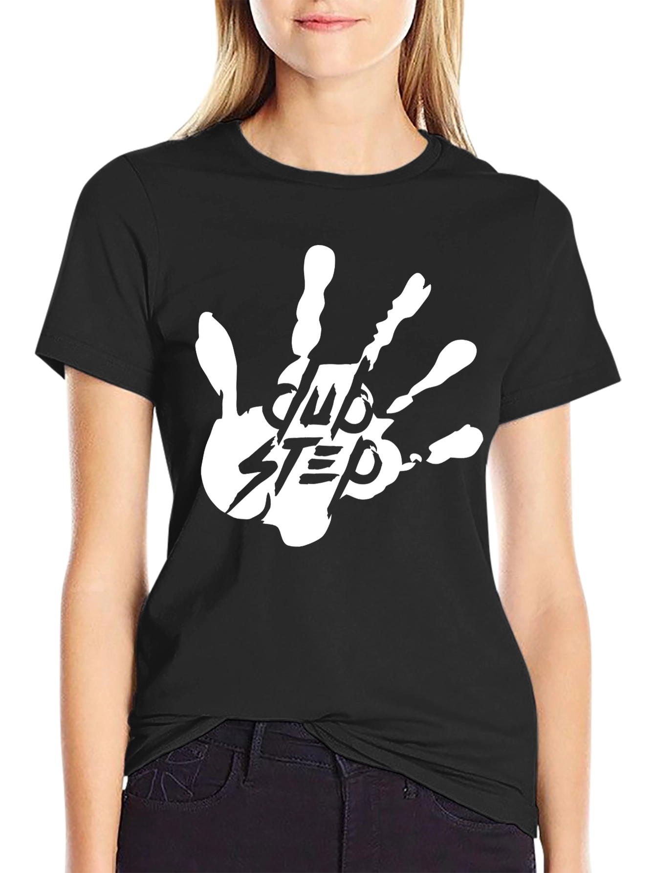 Black Dubstep Hand T-Shirt - Black Cotton Tee view 2