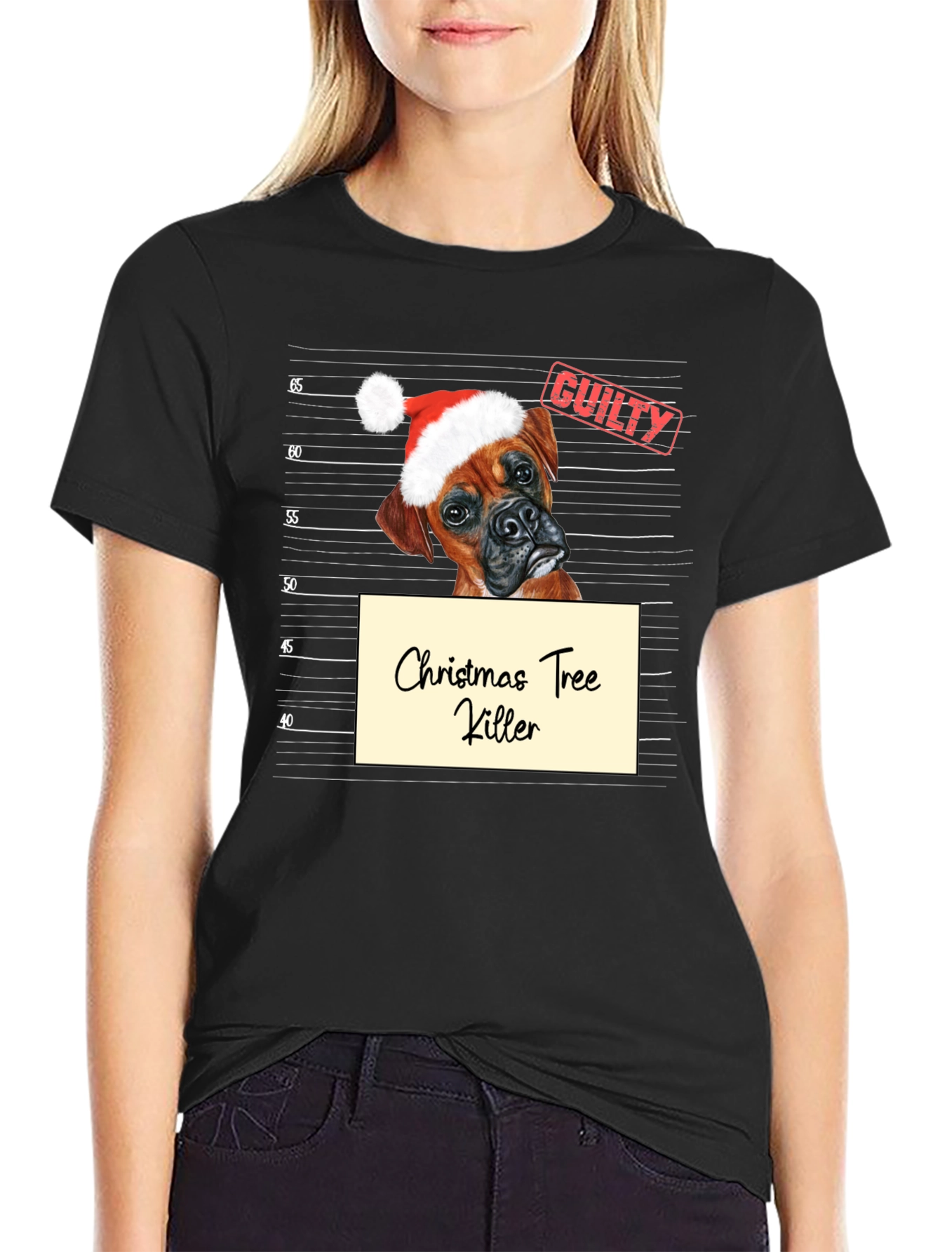 Black Christmas Tree Killer Dog T-Shirt view 2