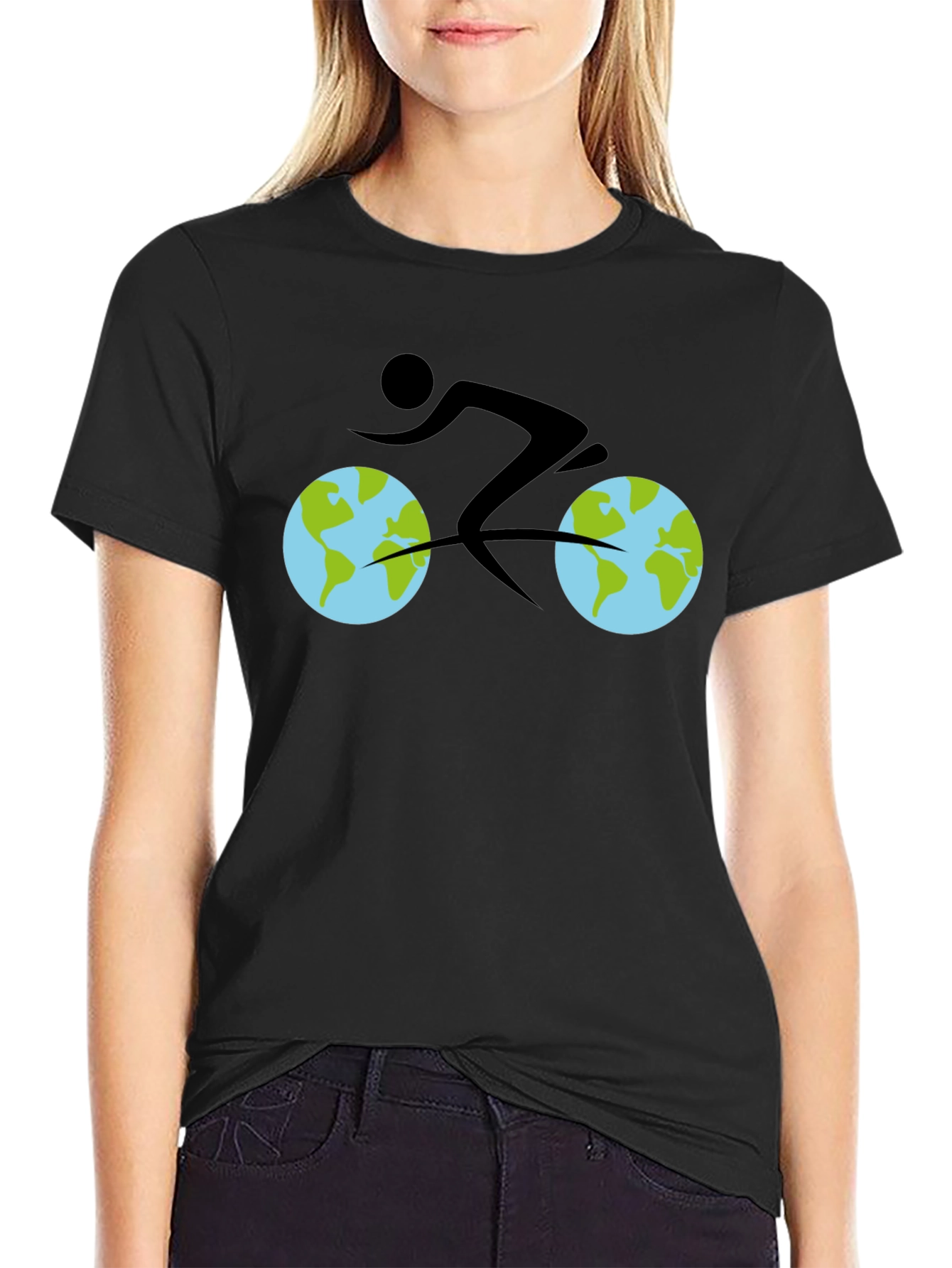 Black Earth Cyclist Graphic Tee - Black Cotton view 2