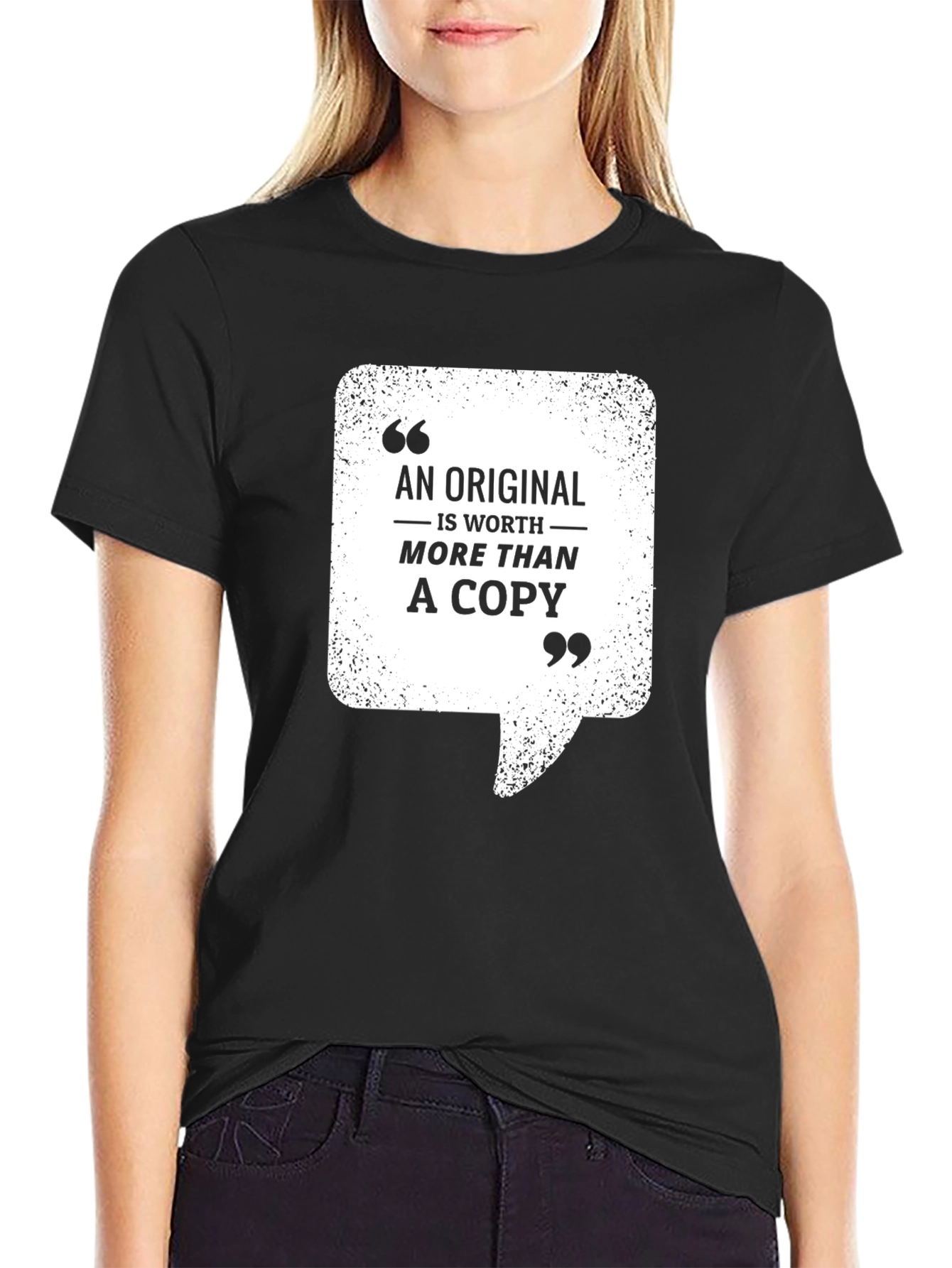 Black Original Worth More Than Copy Black T-Shirt view 2