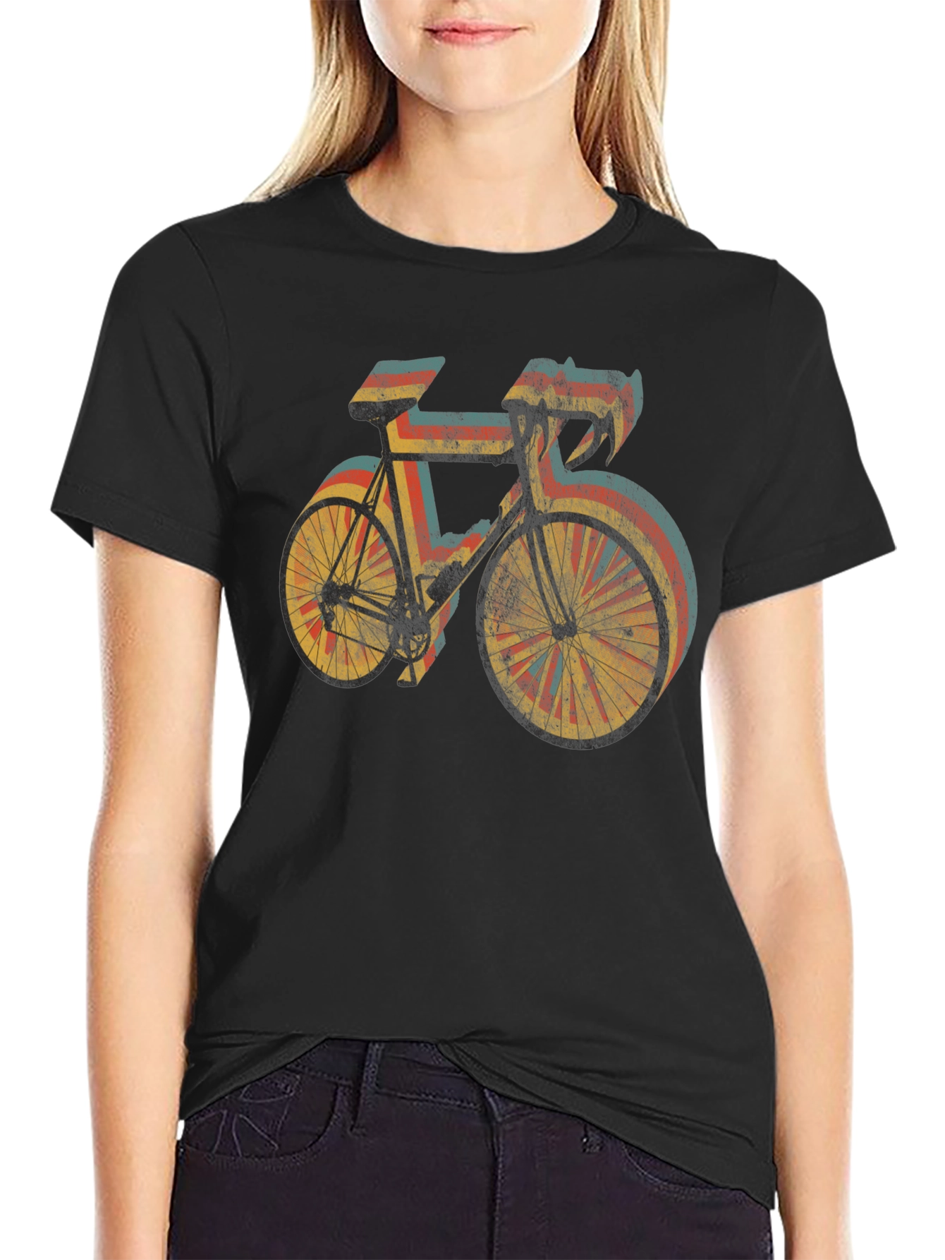 Black Retro Style Cycling T-Shirt - Black view 2