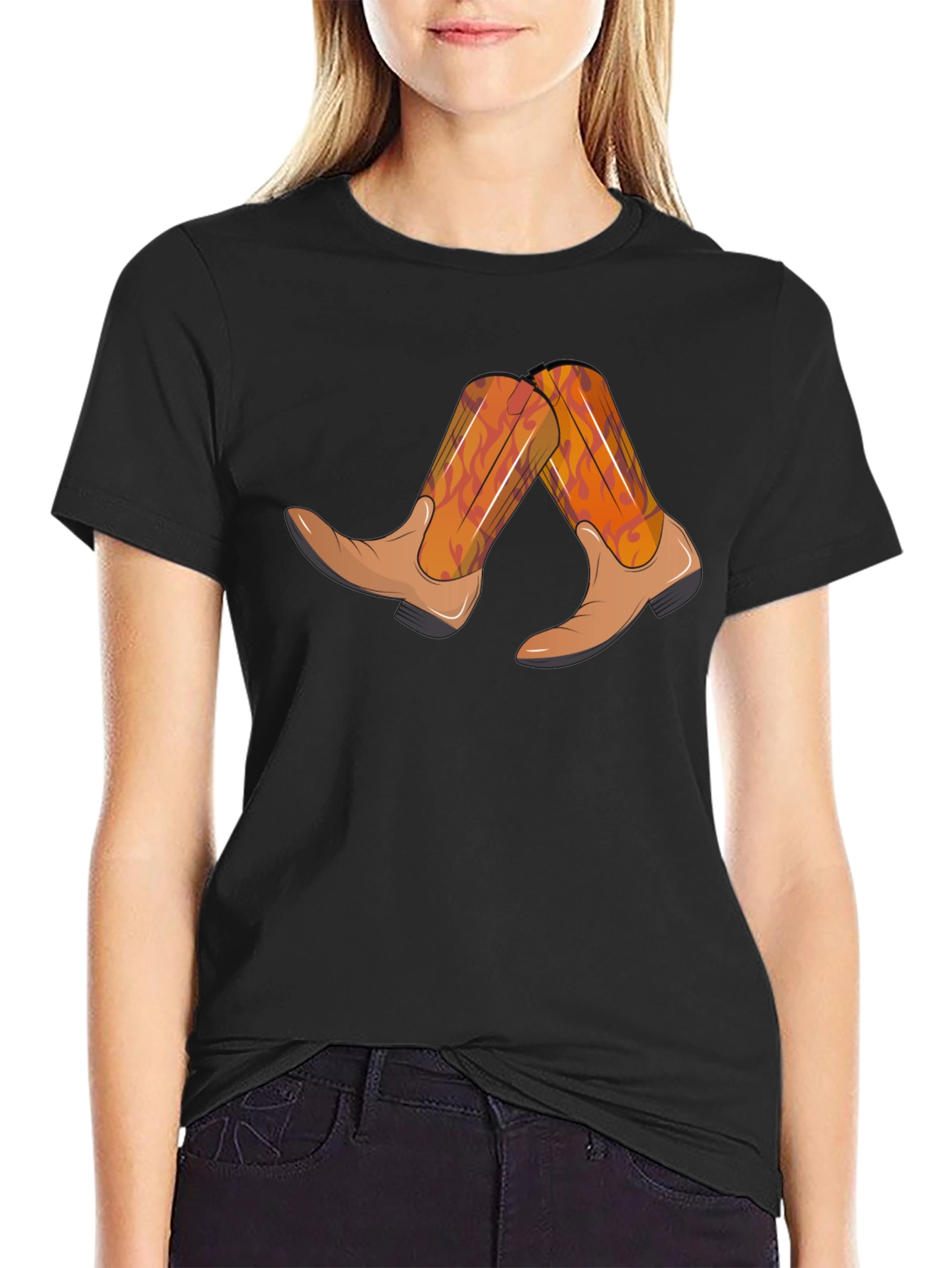 Black Cowboy Boots Graphic Tee - Country Style Shirt view 2