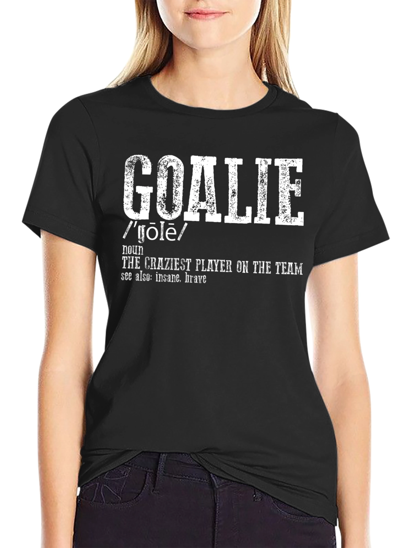 Black Goalie Definition T-Shirt - Crazy Player view 2