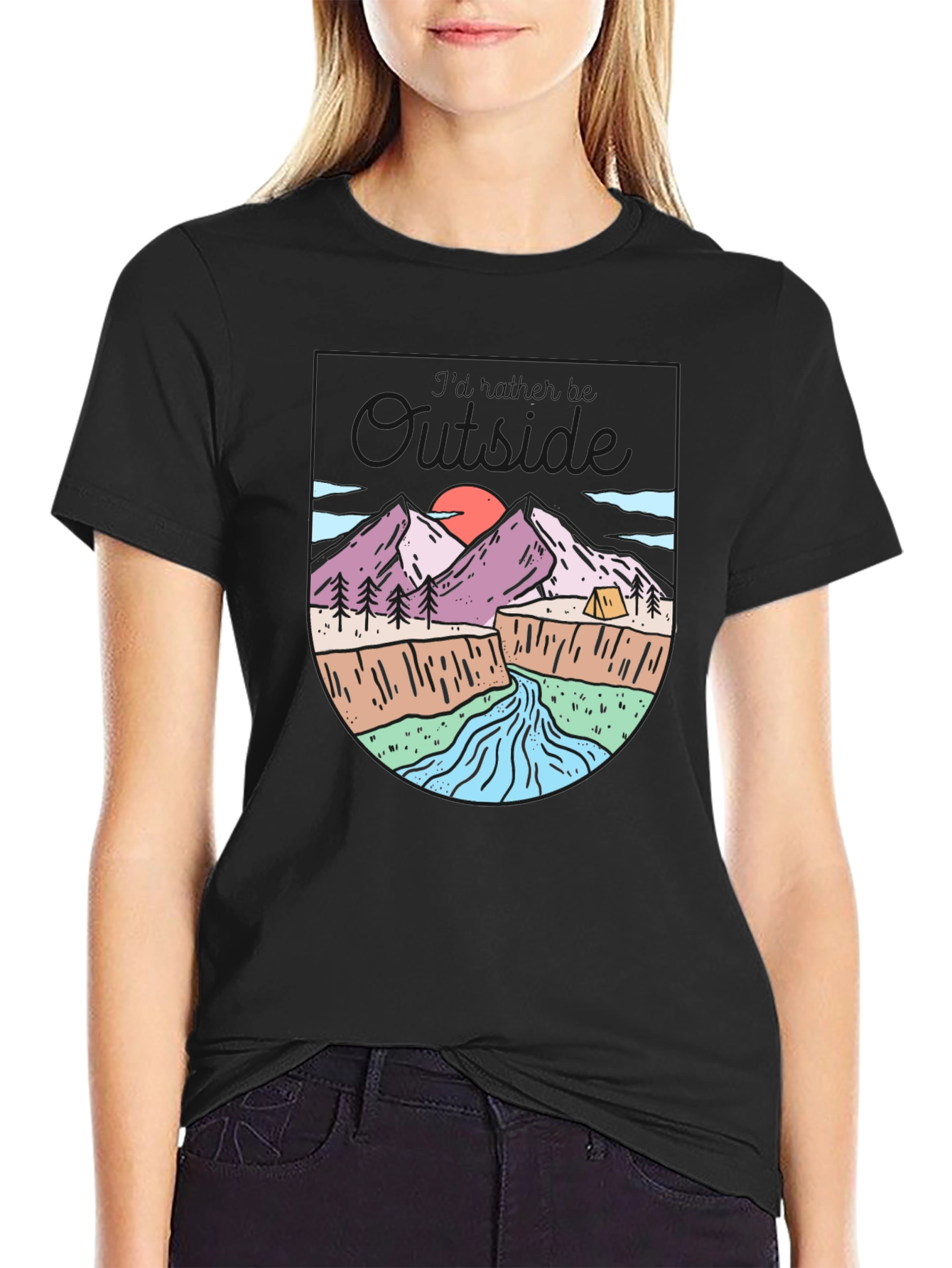 Black Outdoor Adventure Graphic T-Shirt view 2