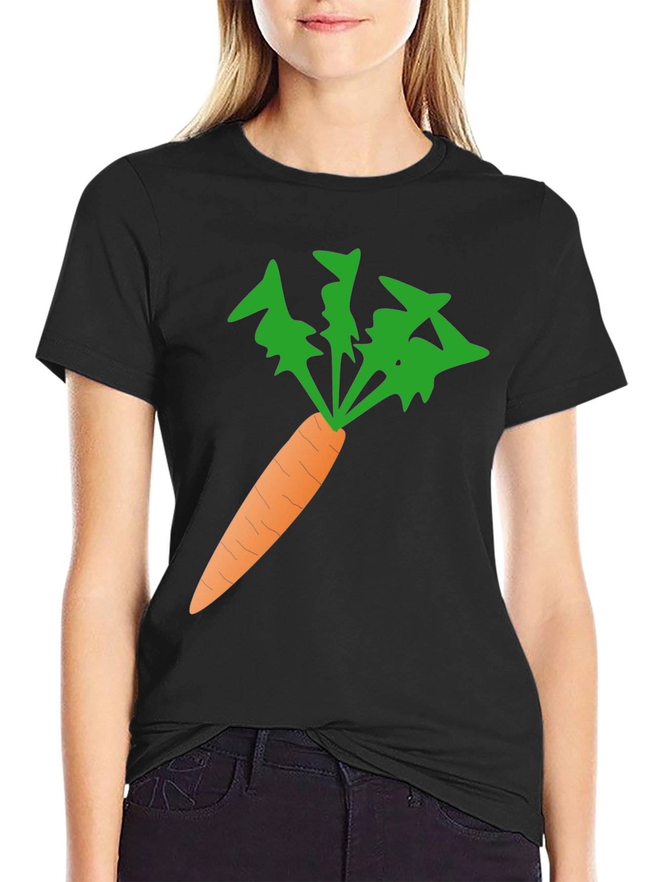 Black Men's Carrot Graphic Tee - Black Cotton Blend view 2