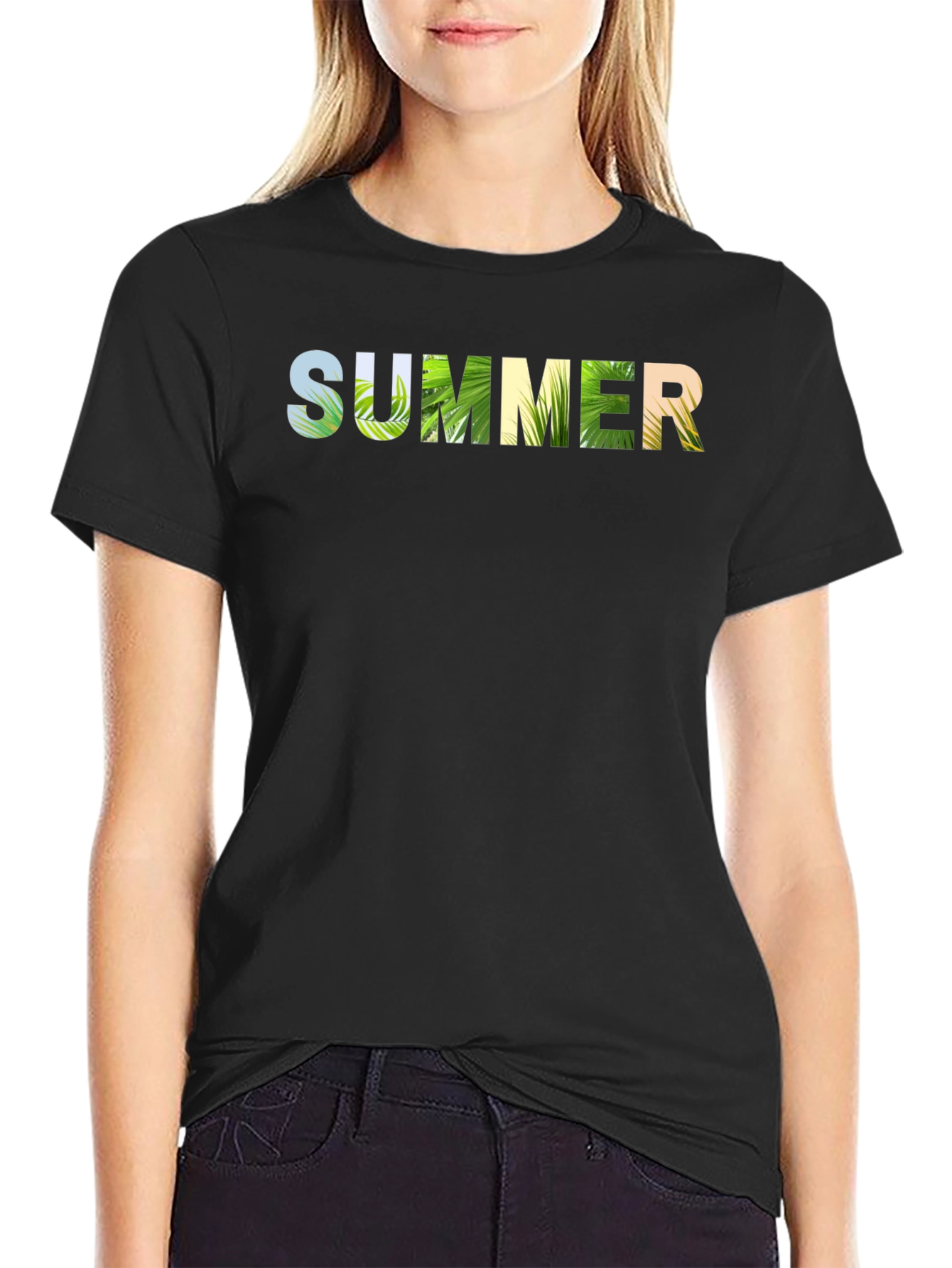 Summer Graphic Print T-Shirt - Black - 2