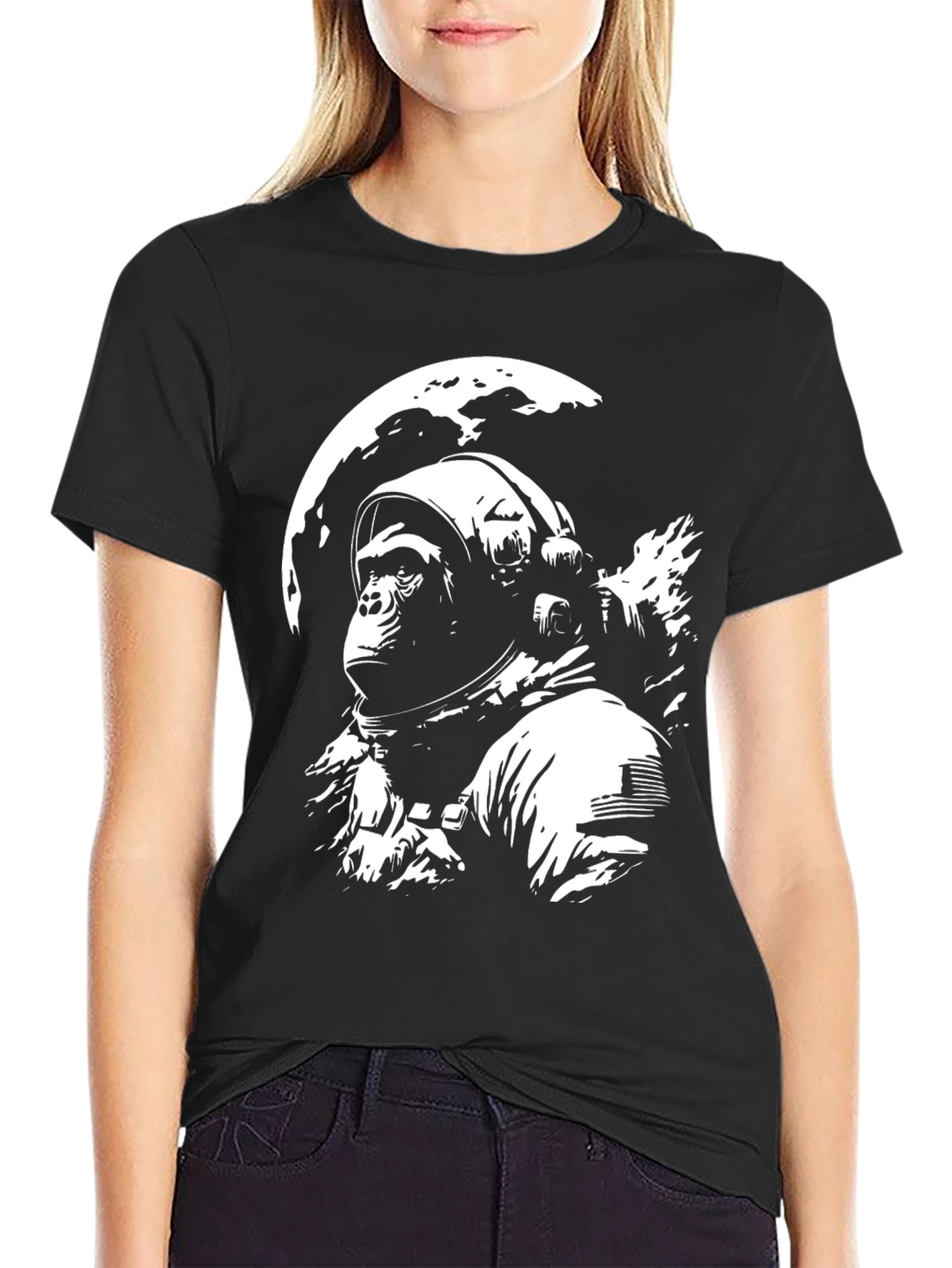 Black Astronaut Ape Black T-Shirt view 2