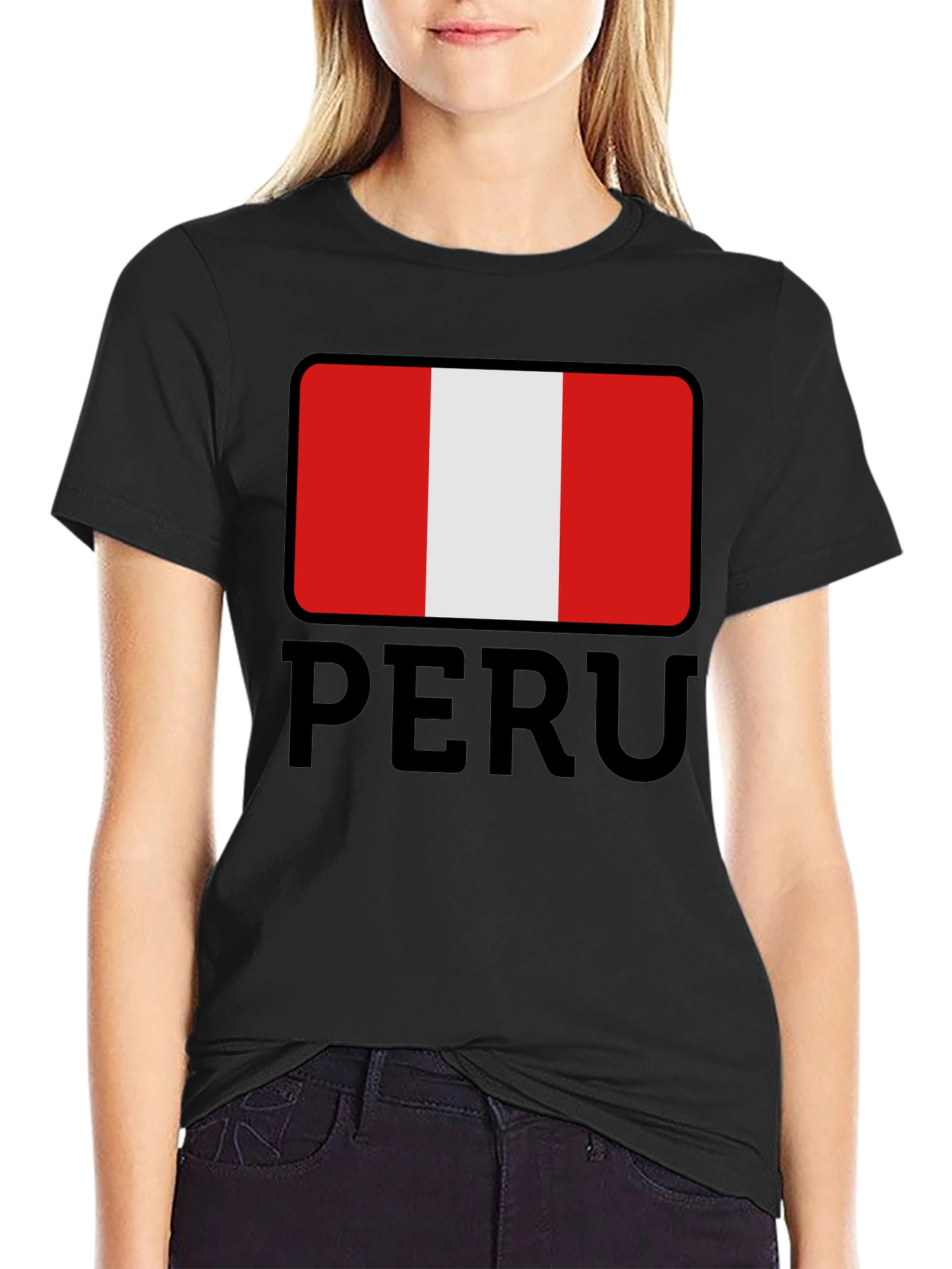 Black Peru Flag T-Shirt - Stylish National Pride Tee view 2