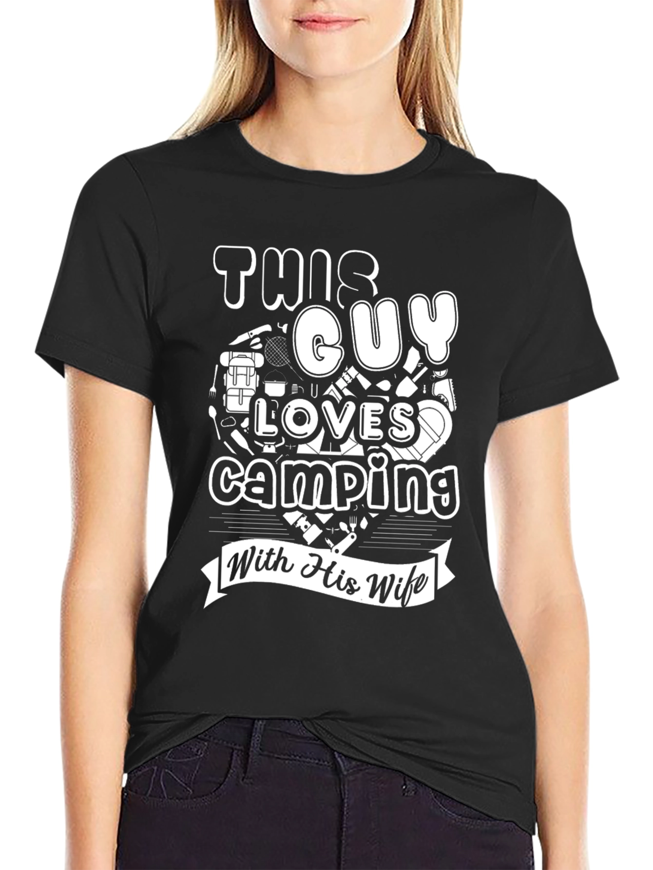 Black Camping Lover T-Shirt - Gift for Husband! view 2