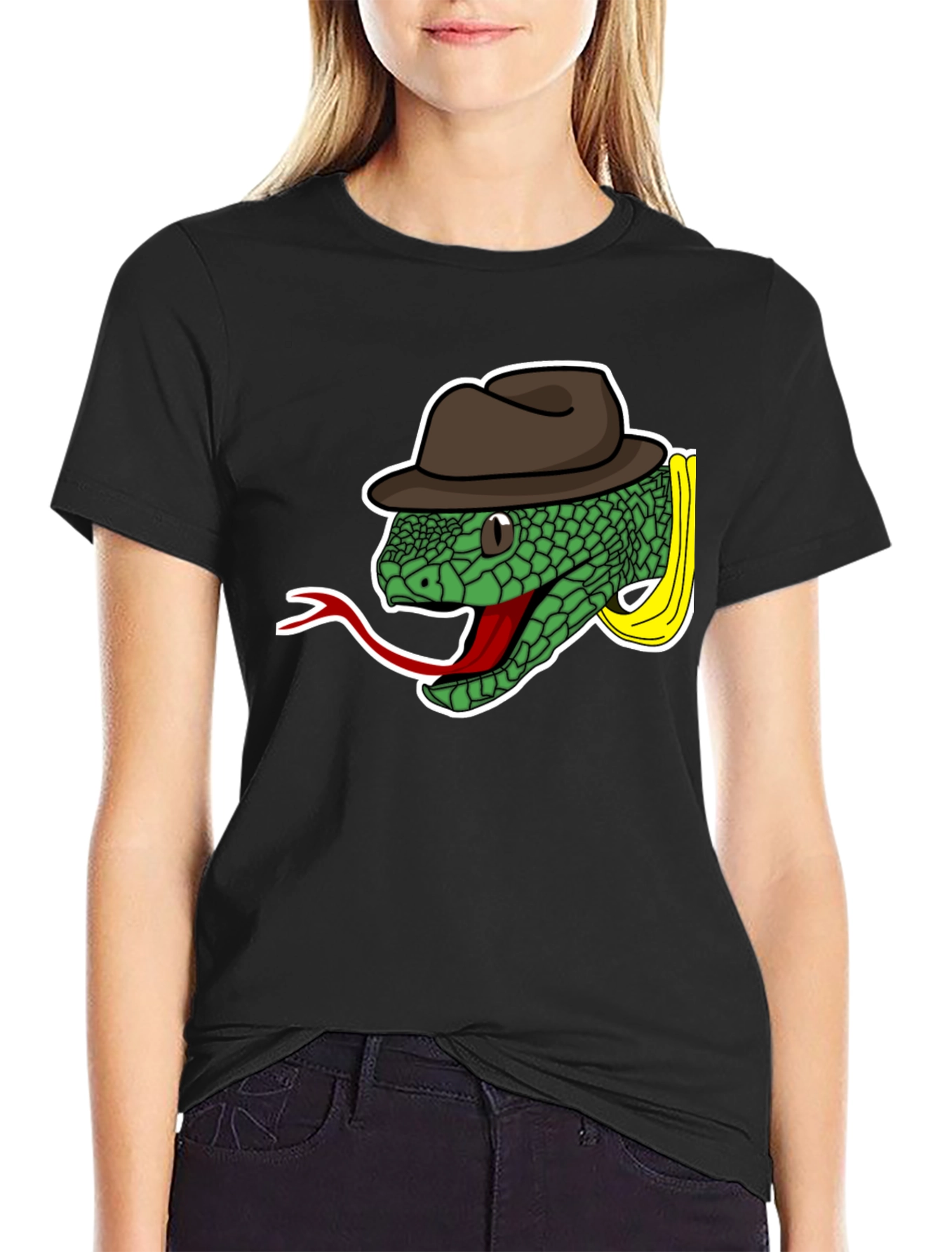Black Snake with Fedora T-Shirt view 2