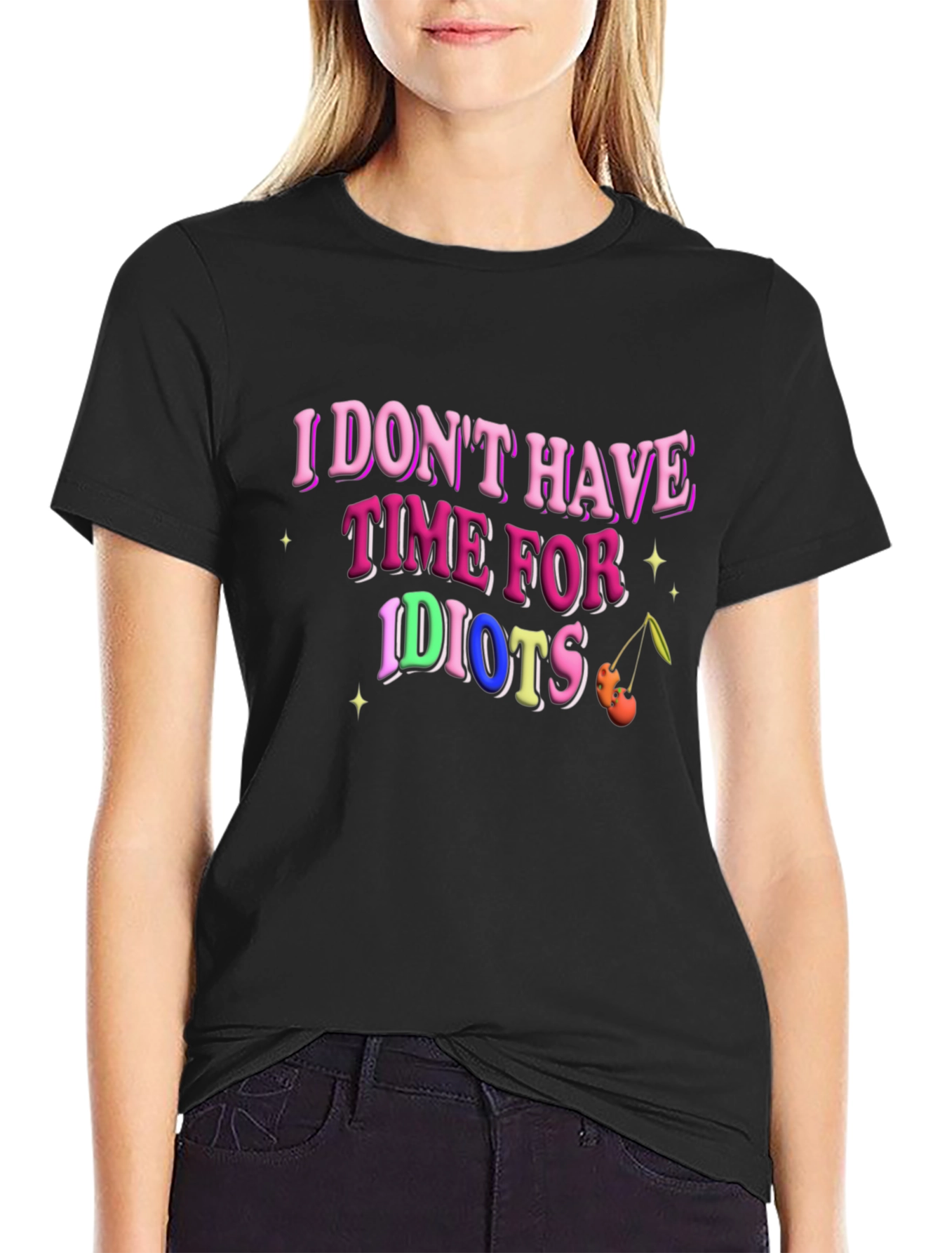Black I Don't Have Time for Idiots T-Shirt view 2