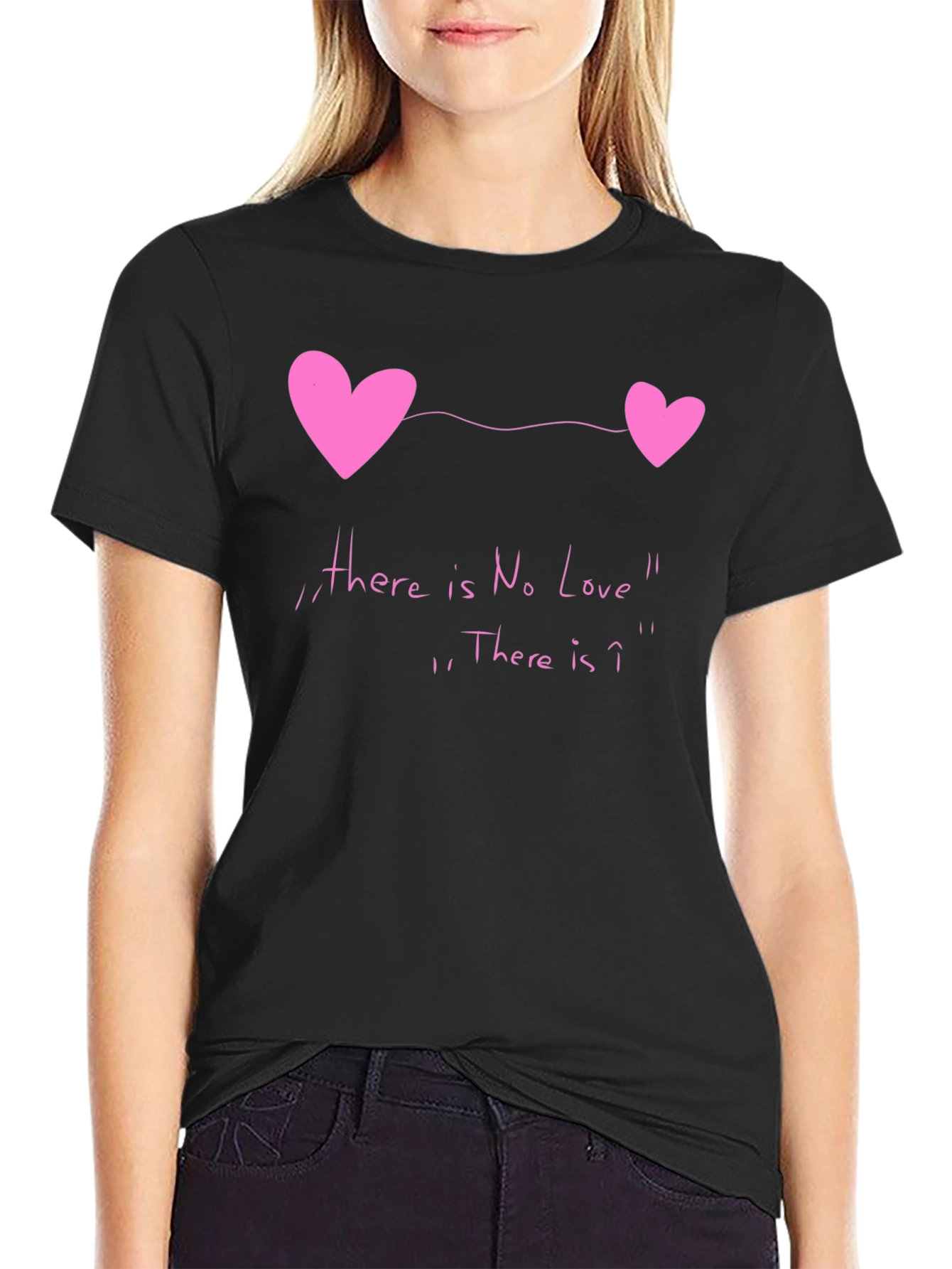 Black No Love Tee - Heart Graphic Novelty T-Shirt view 2