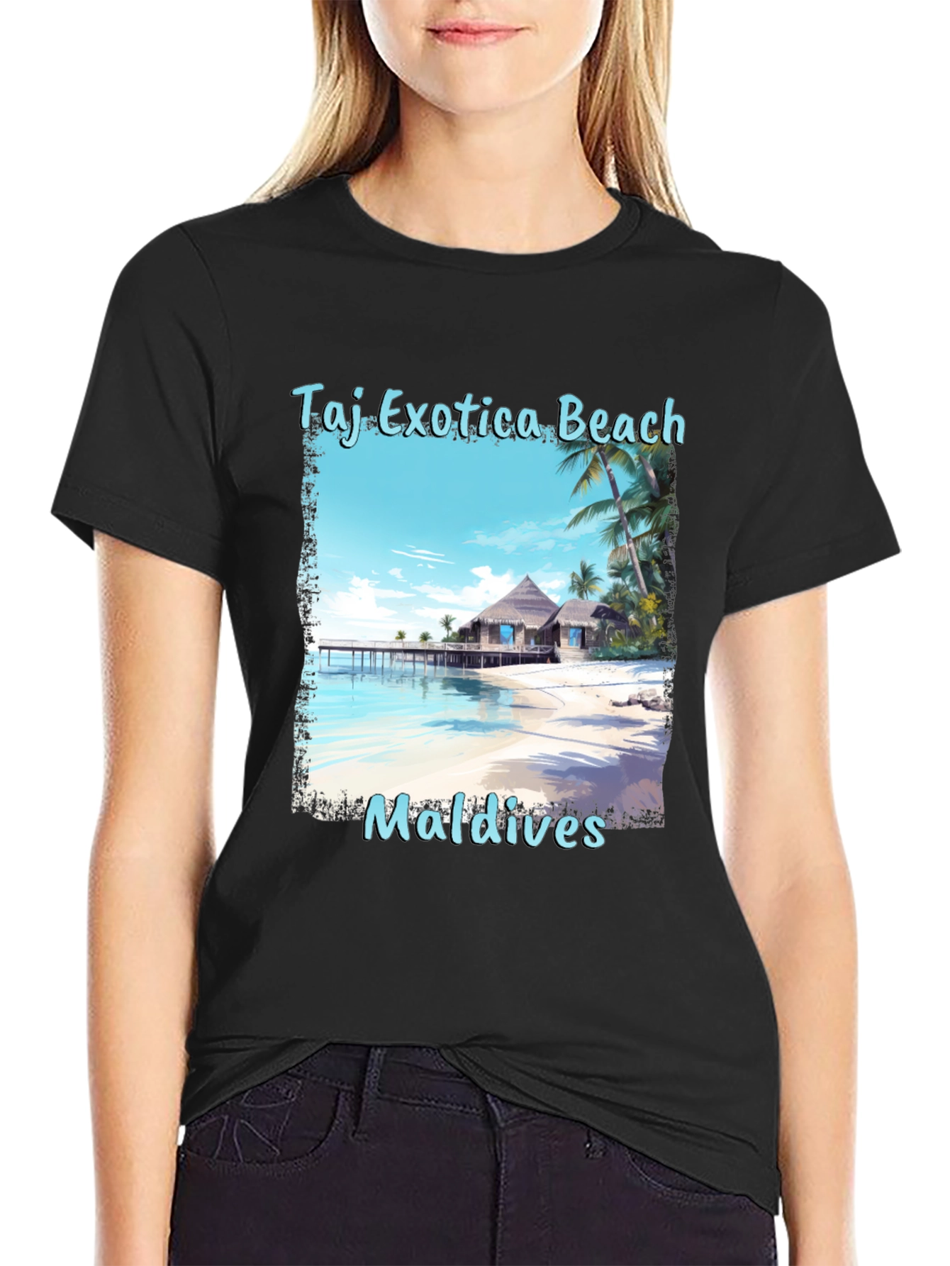 Black Taj Exotica Beach Maldives T-Shirt view 2
