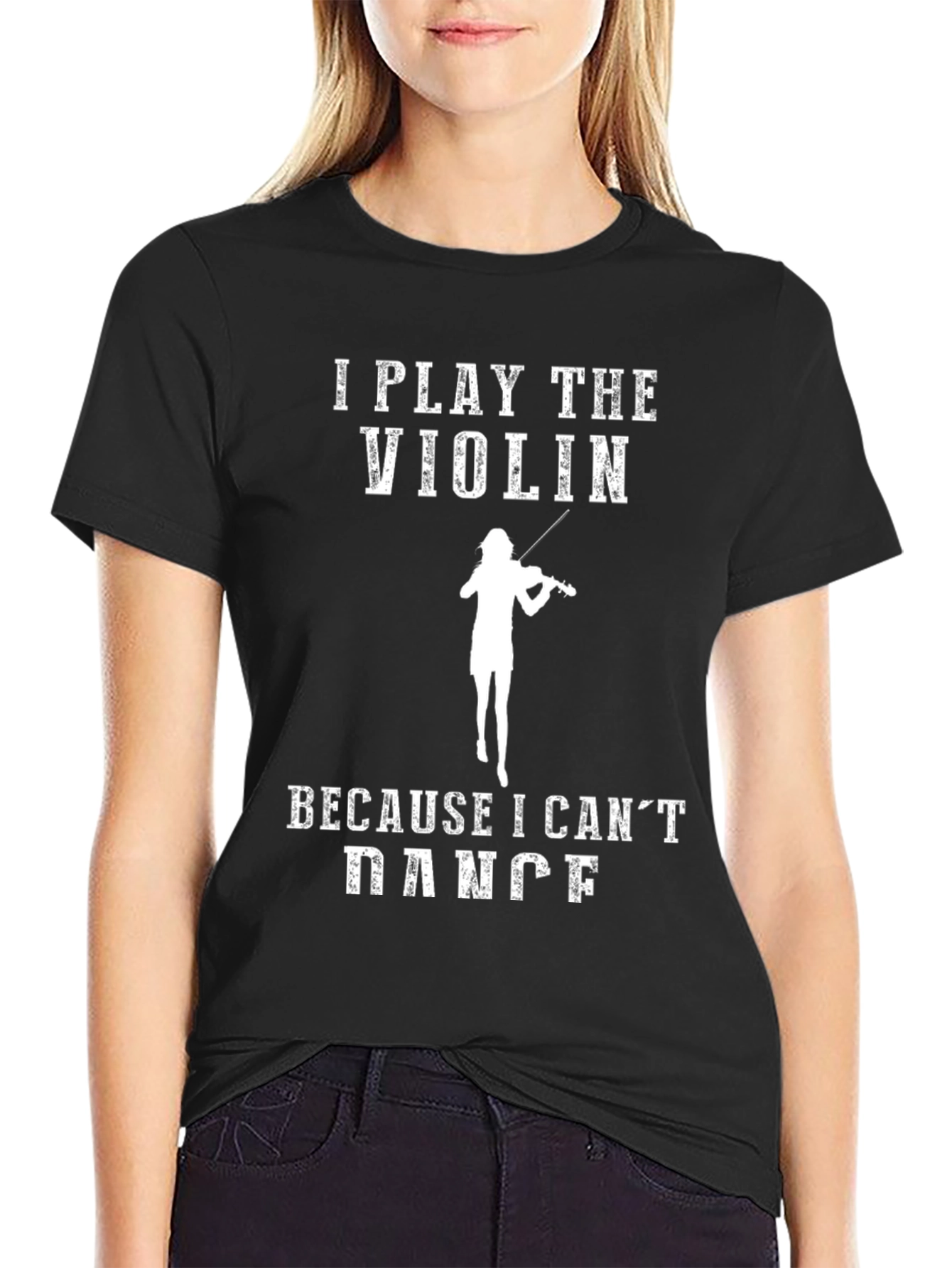 Black Violin Player Humor T-Shirt - I Play The Violin Because I Can't Dance view 2