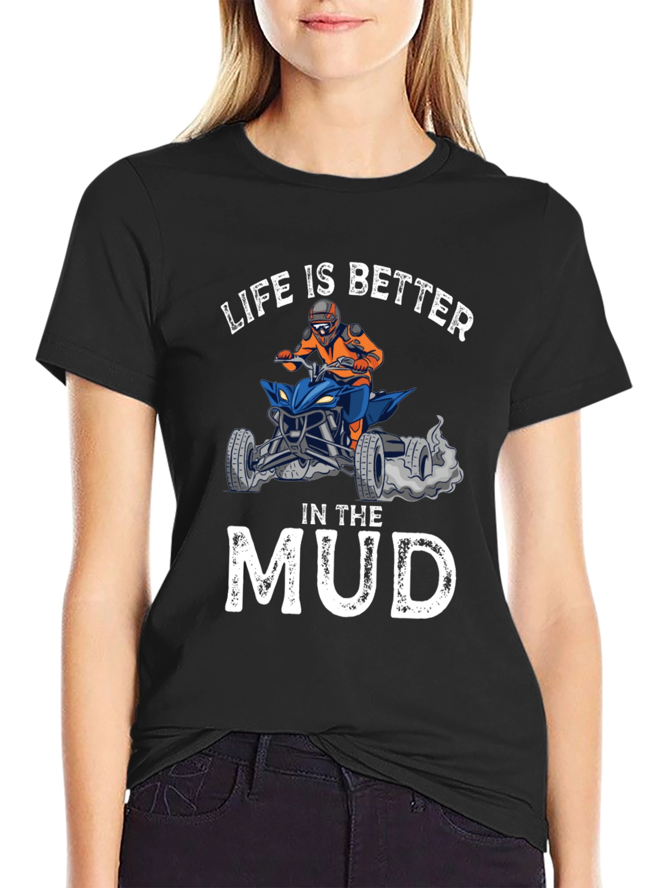 Black Life is Better in the Mud ATV T-Shirt view 2