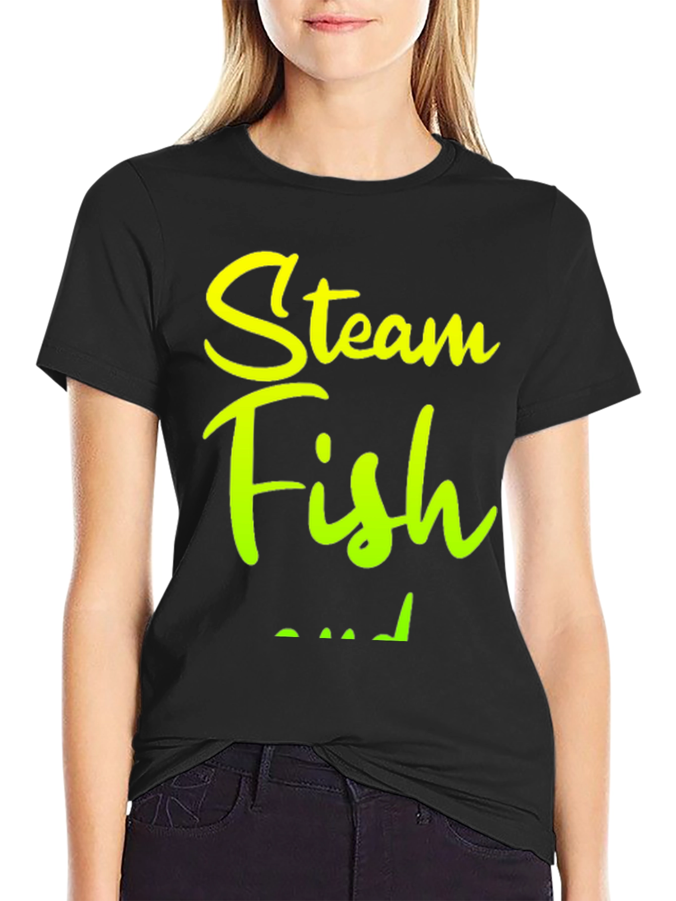 Black Steam Fish T-Shirt - Comfortable and Stylish view 2