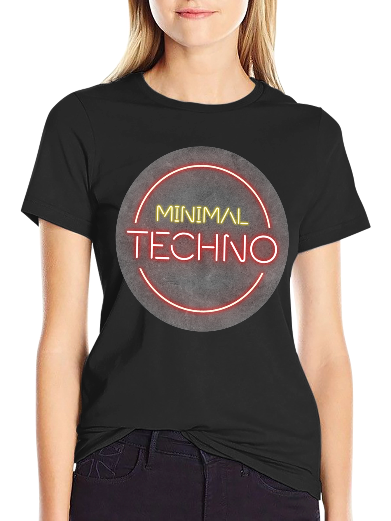 Black Minimal Techno Graphic Tee - Modern Music Shirt view 2