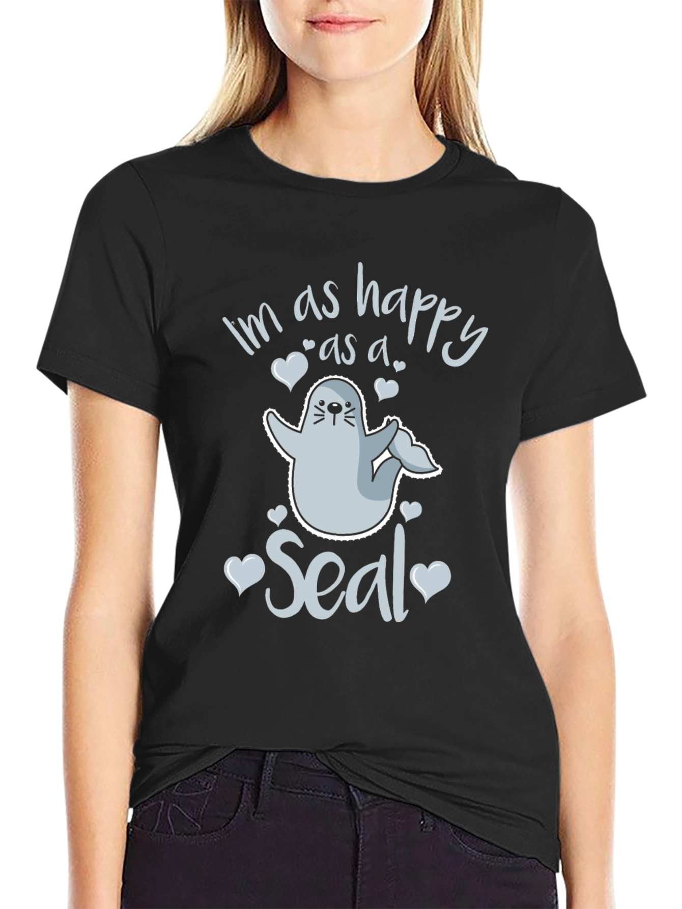 Black Happy as a Seal Graphic Tee | Unisex view 2