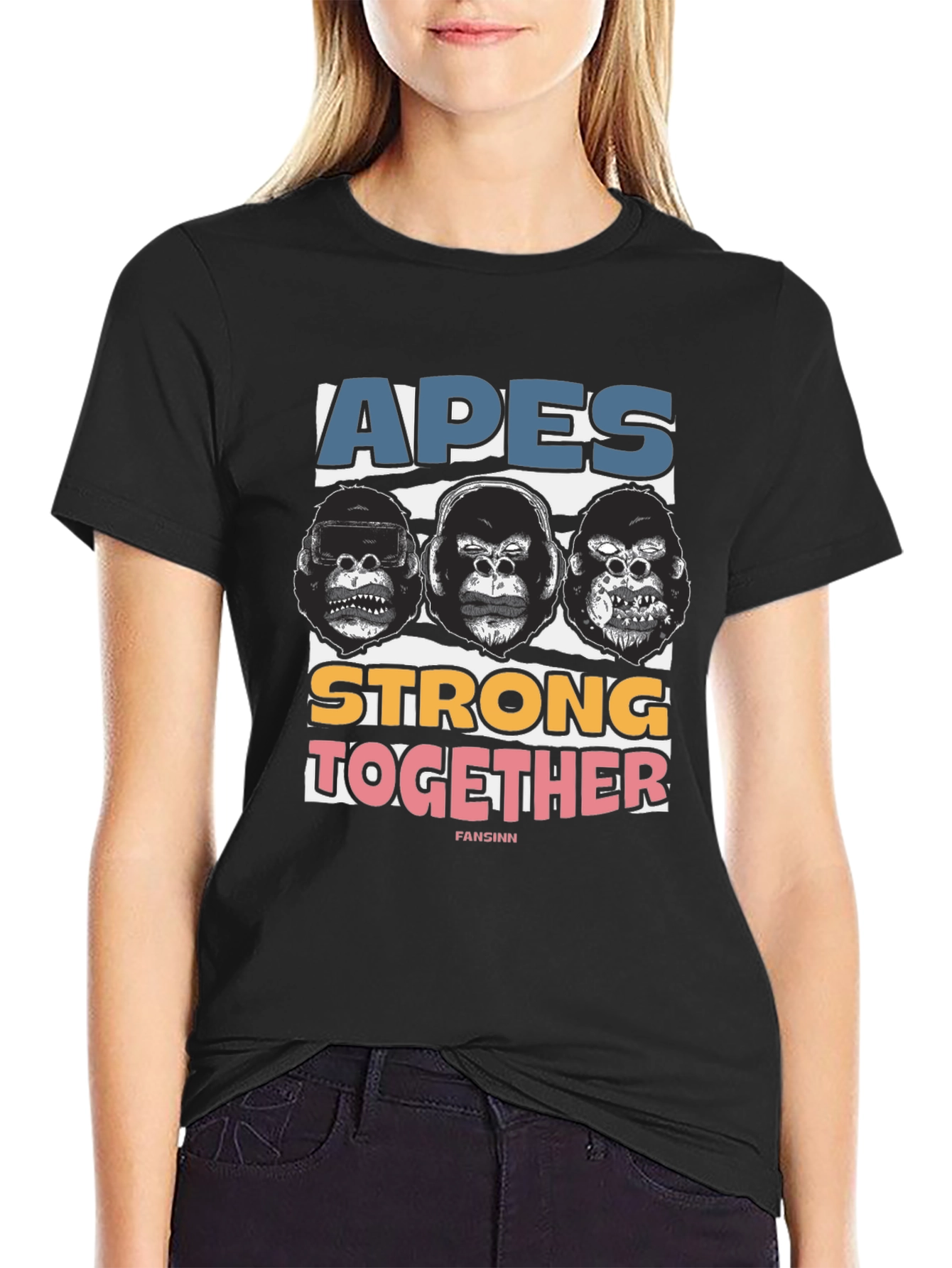 Black Apes Strong Together Graphic Tee - Black Cotton view 2