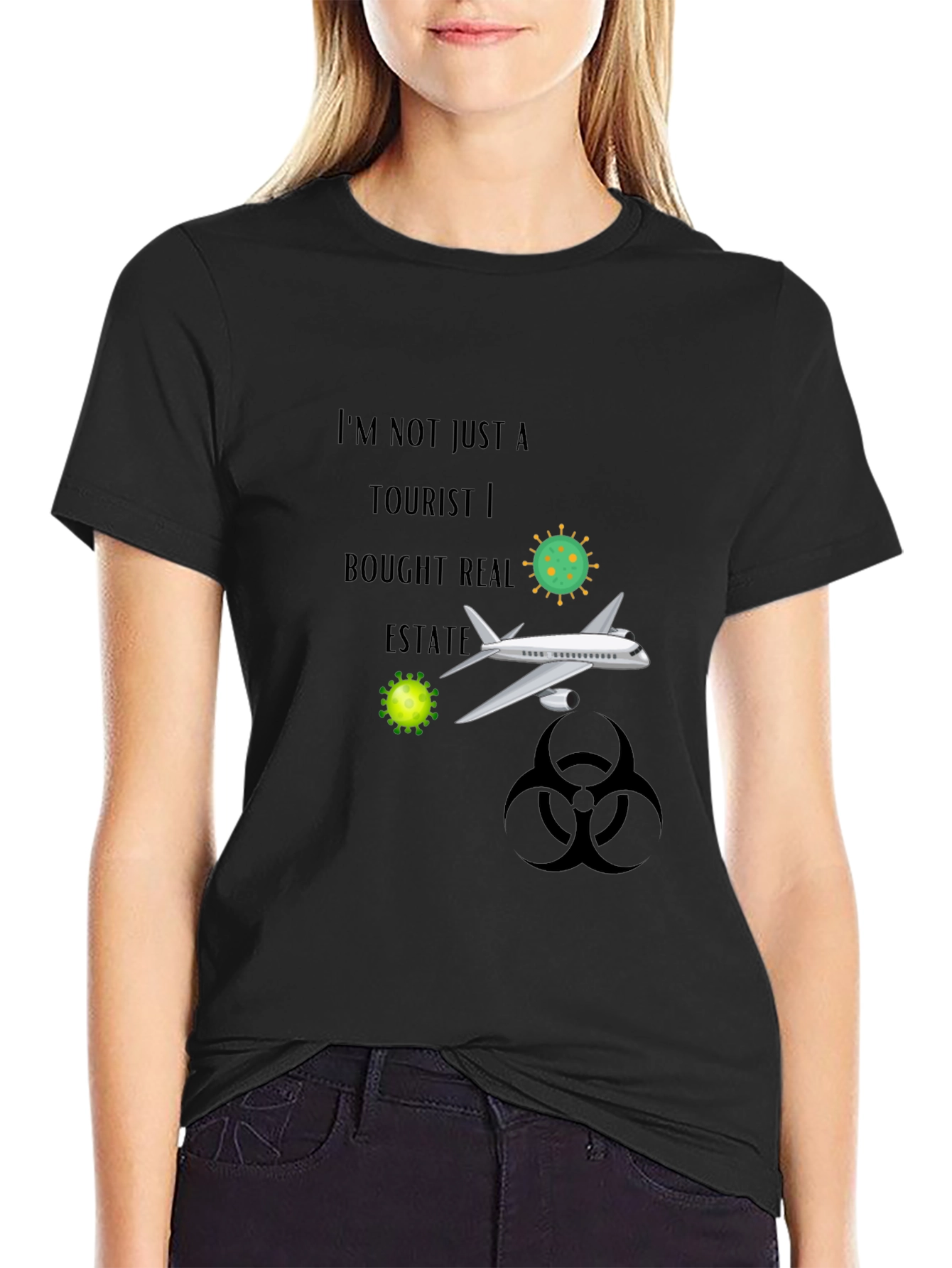 Black Humorous Tourist T-Shirt view 2