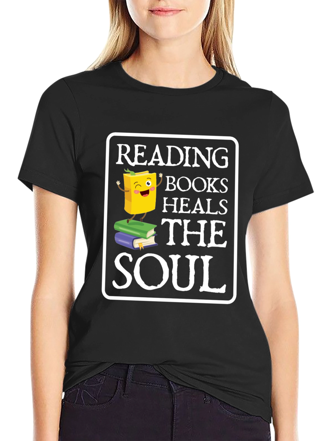 Black Reading Books Heals the Soul T-Shirt view 2