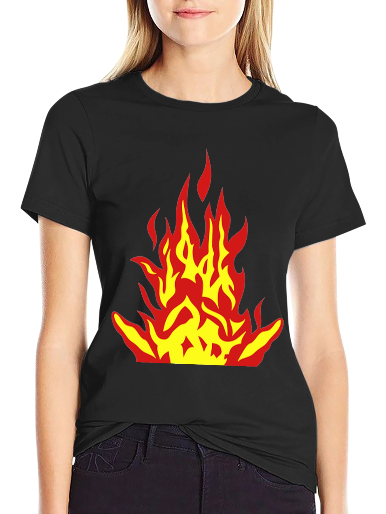 Black Flame Graphic Black T-Shirt - Bold Design view 2