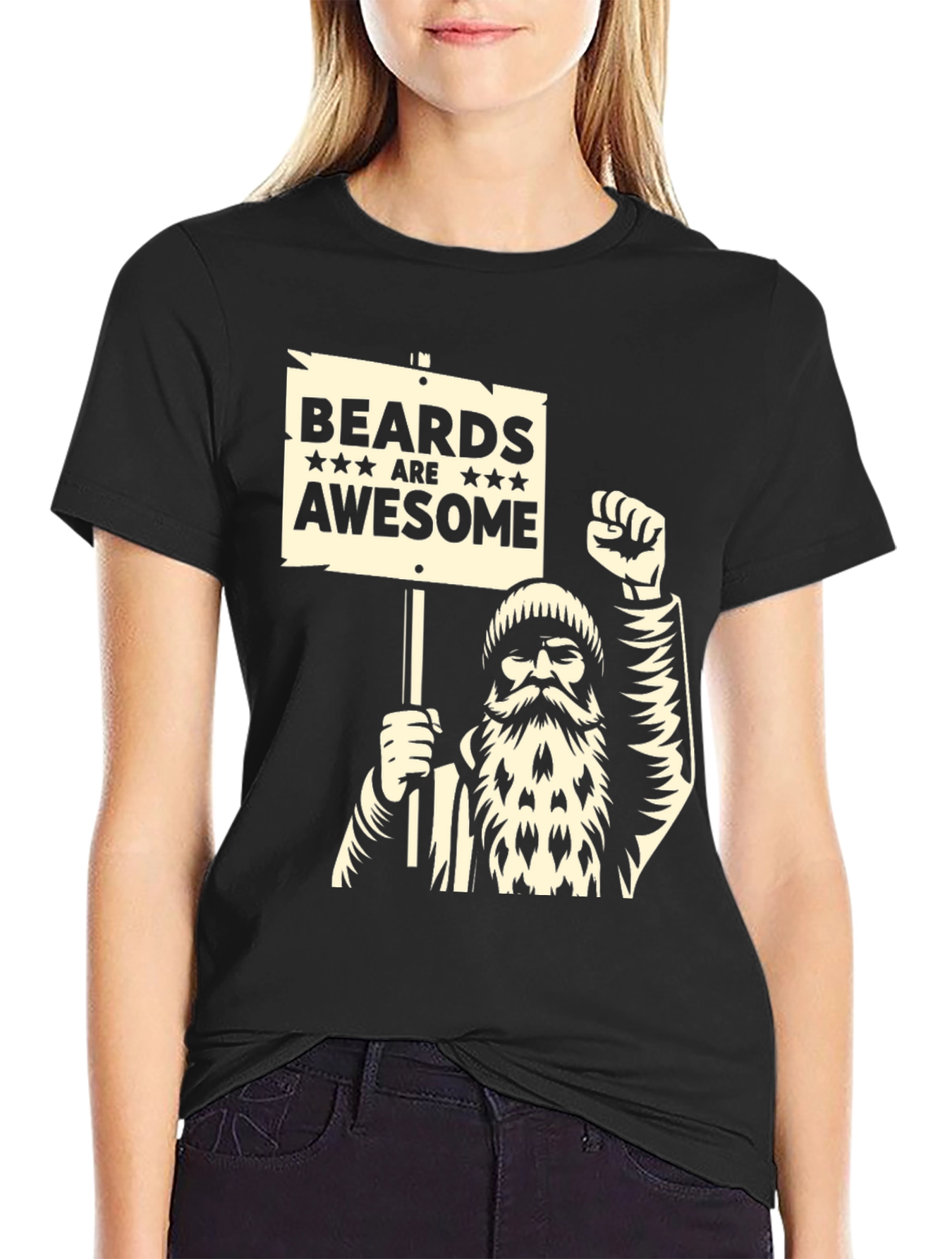 Black Beards Are Awesome T-Shirt - Black Graphic Tee view 2