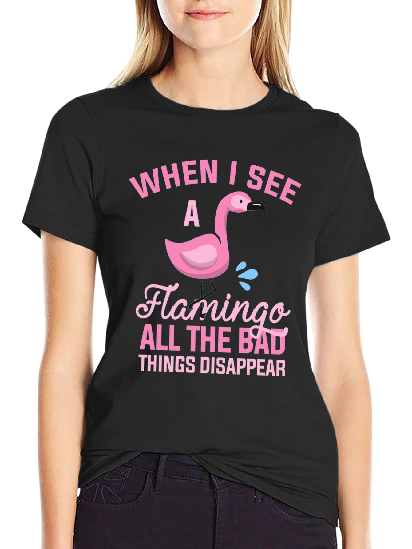 Black Flamingo T-Shirt: When I See A Flamingo... view 2