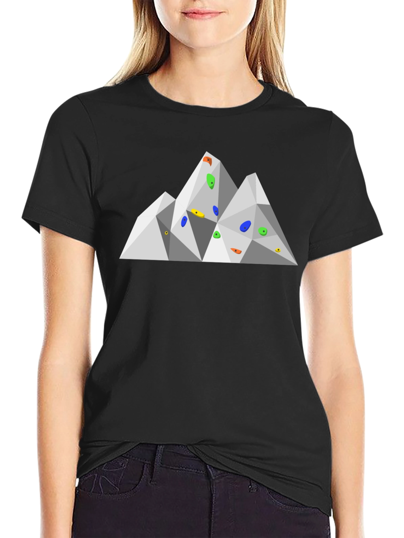 Black Geometric Mountain Climbing T-Shirt view 2