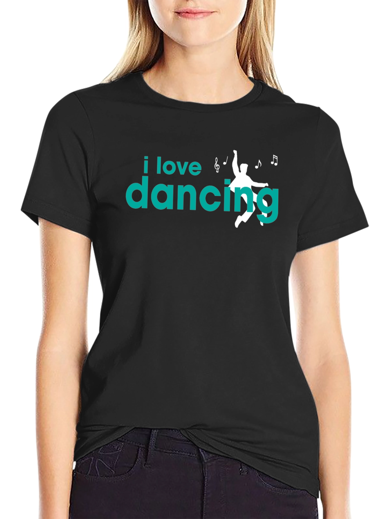 Black I Love Dancing Graphic Tee - Soft Cotton Black T-Shirt view 2