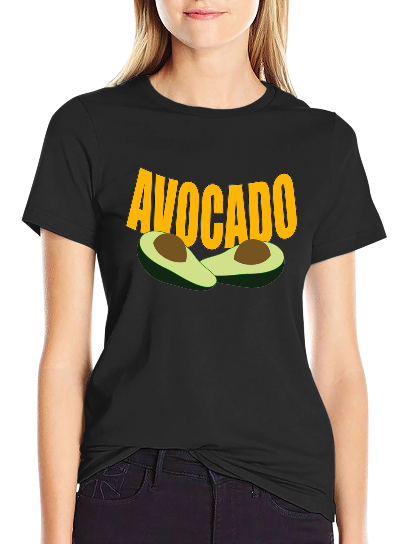 Black Avocado Graphic Tee - Trendy Fruit Lover Shirt view 2