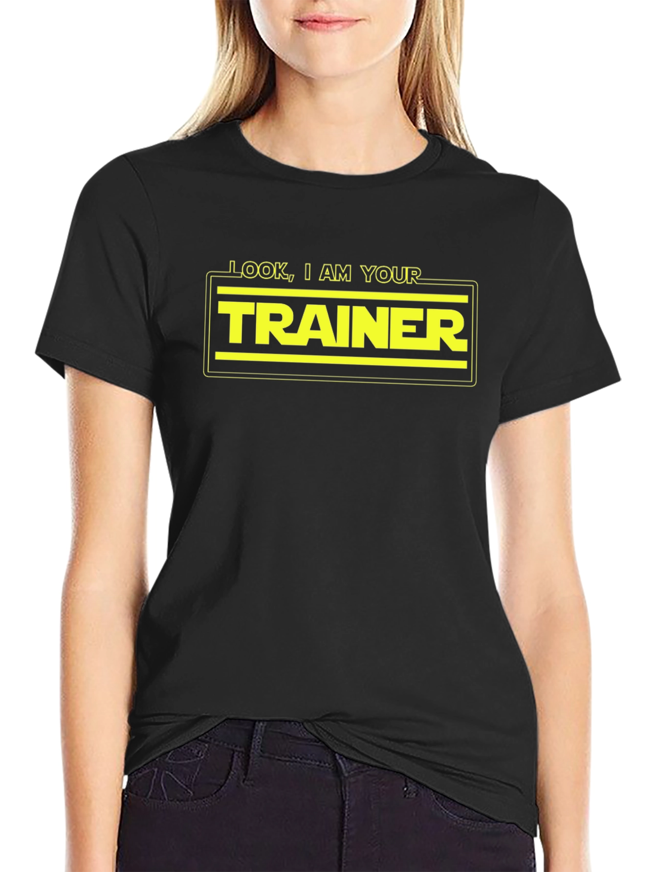 Black Look I Am Your Trainer T-Shirt - Funny Star Wars Inspired Gym Tee view 2