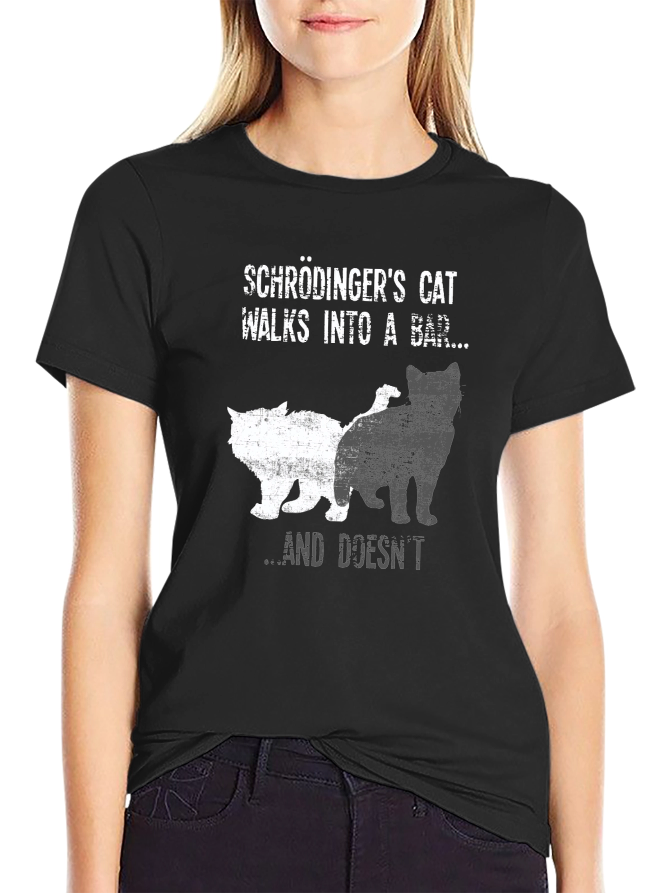 Black Schrödinger's Cat Novelty T-Shirt view 2