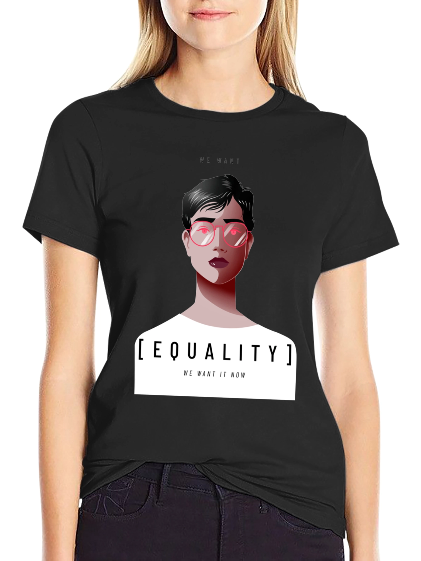 Black Equality T-Shirt - We Want It Now Graphic Tee view 2