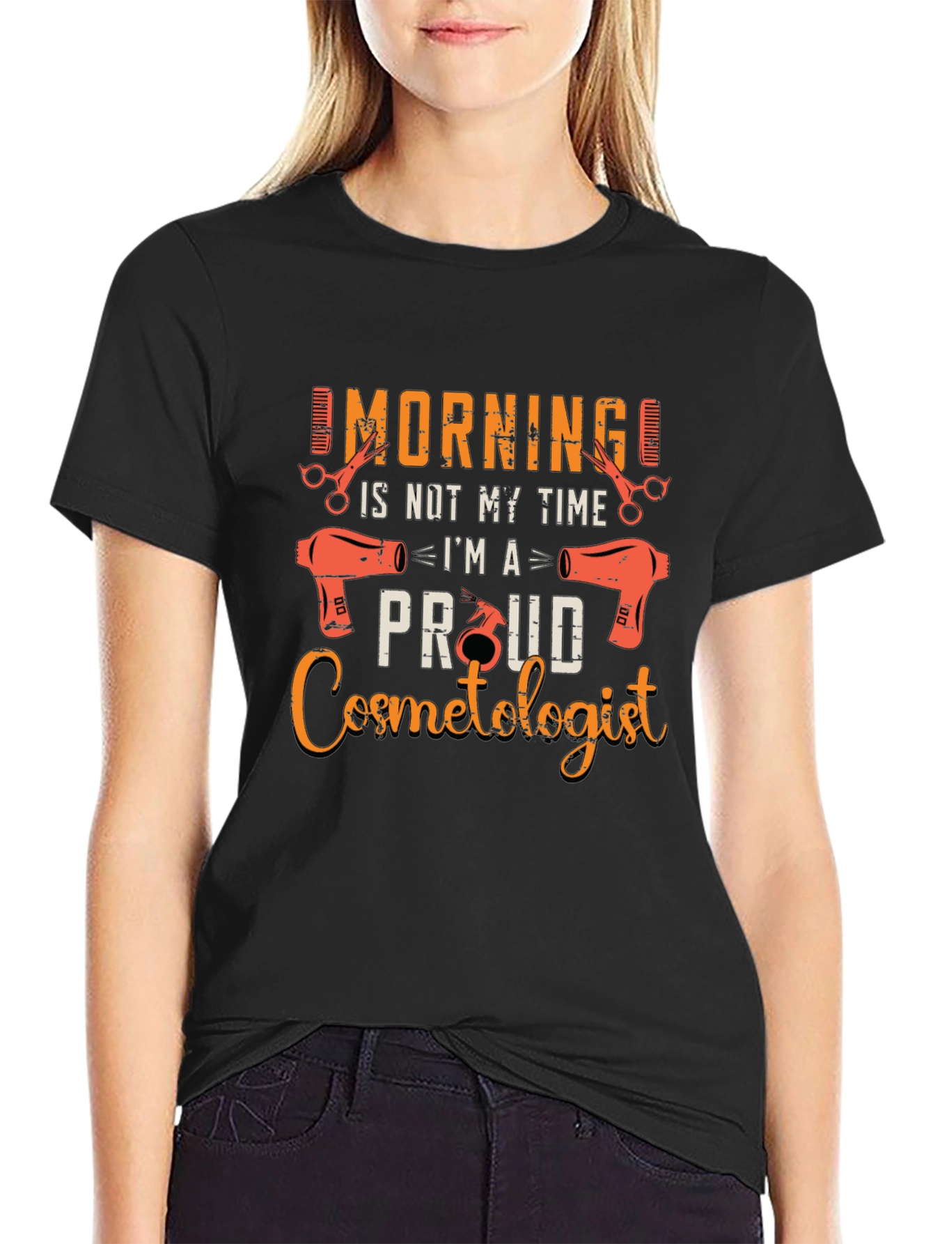 Black Proud Cosmetologist T-Shirt - Funny Barber Tee view 2