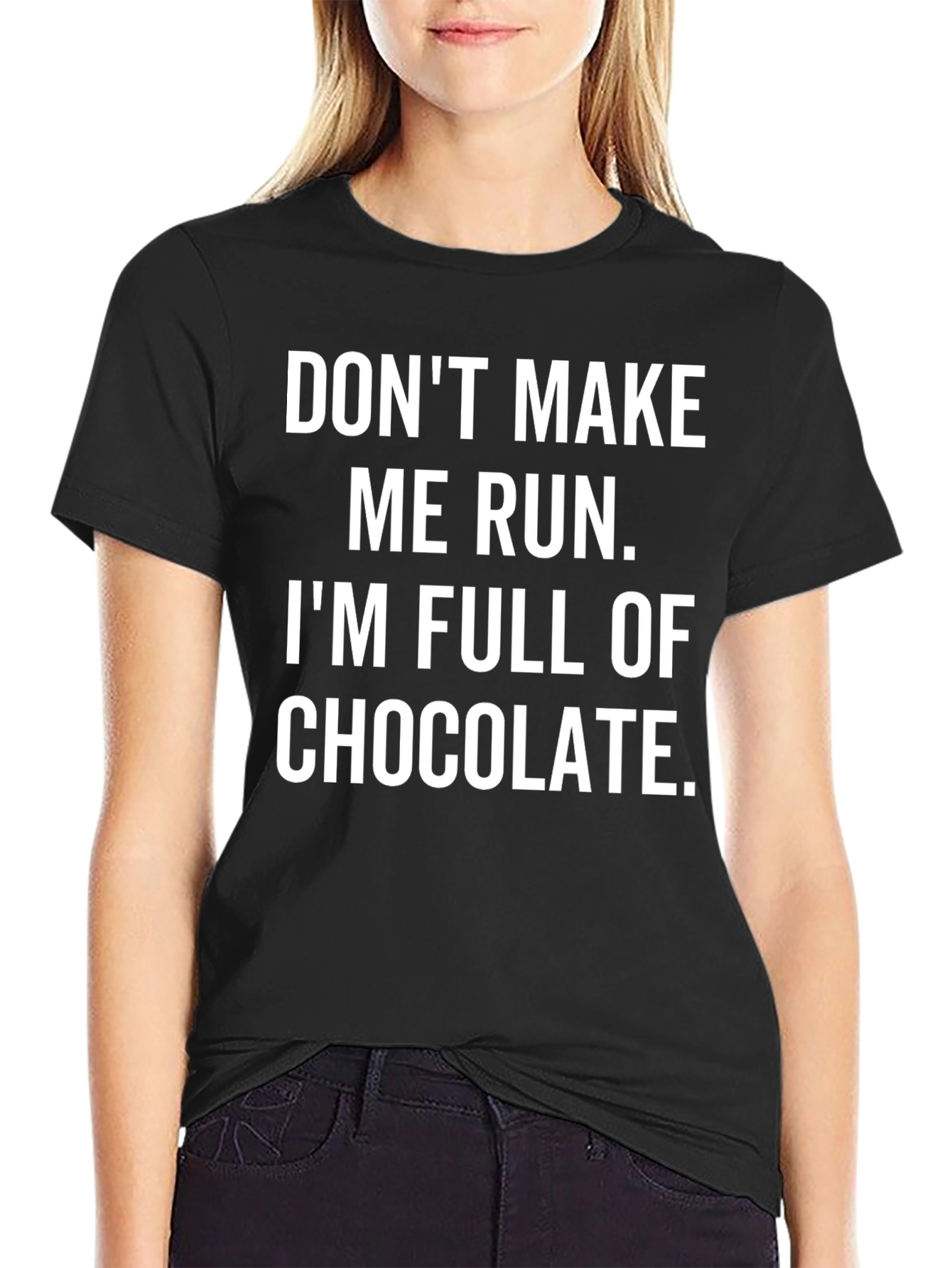 Black Funny Chocolate Lover T-Shirt - Don't Make Me Run view 2