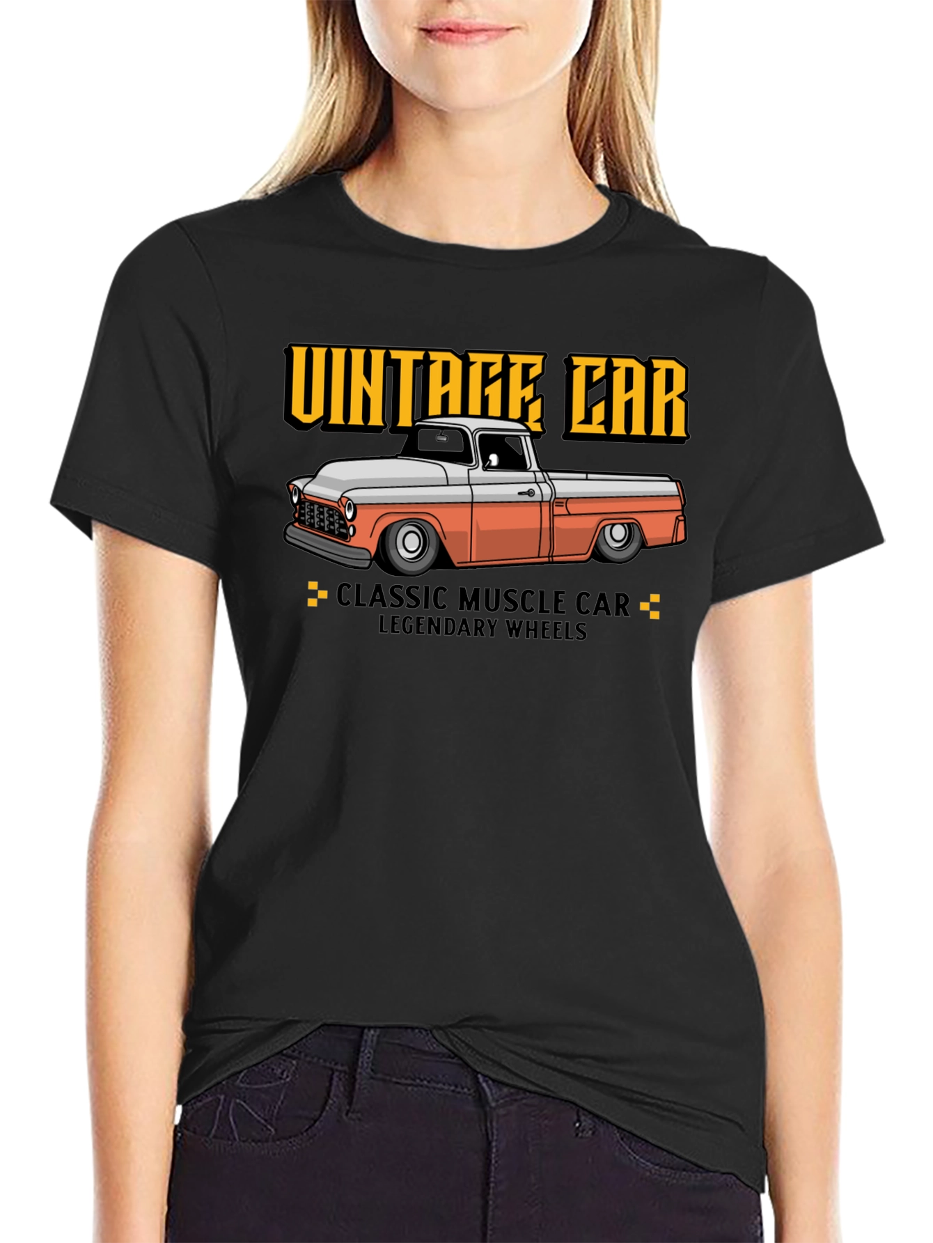 Black Vintage Car Graphic T-Shirt view 2