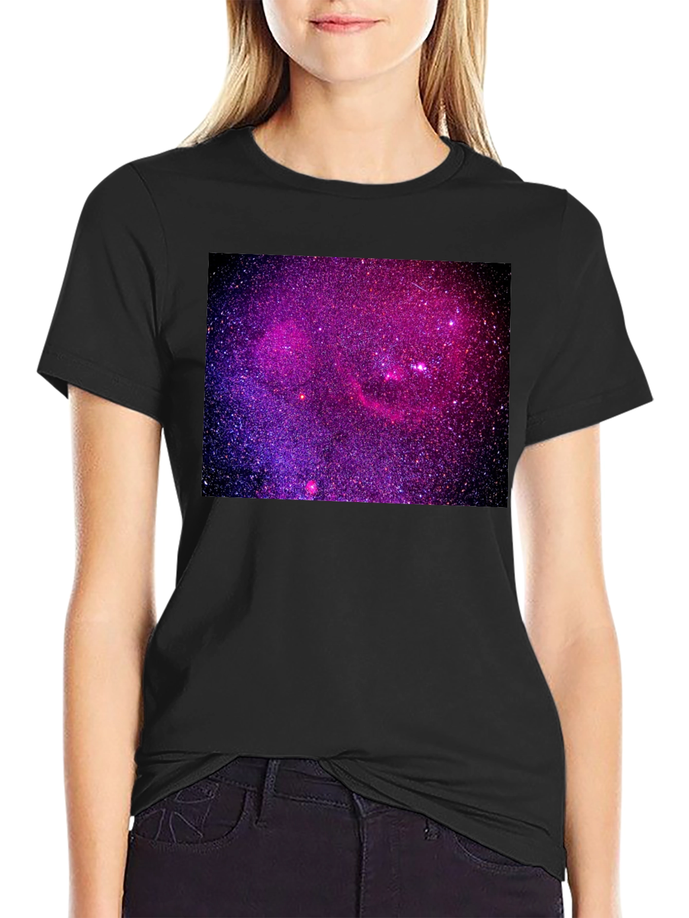 Black Galaxy Print Black T-Shirt view 2