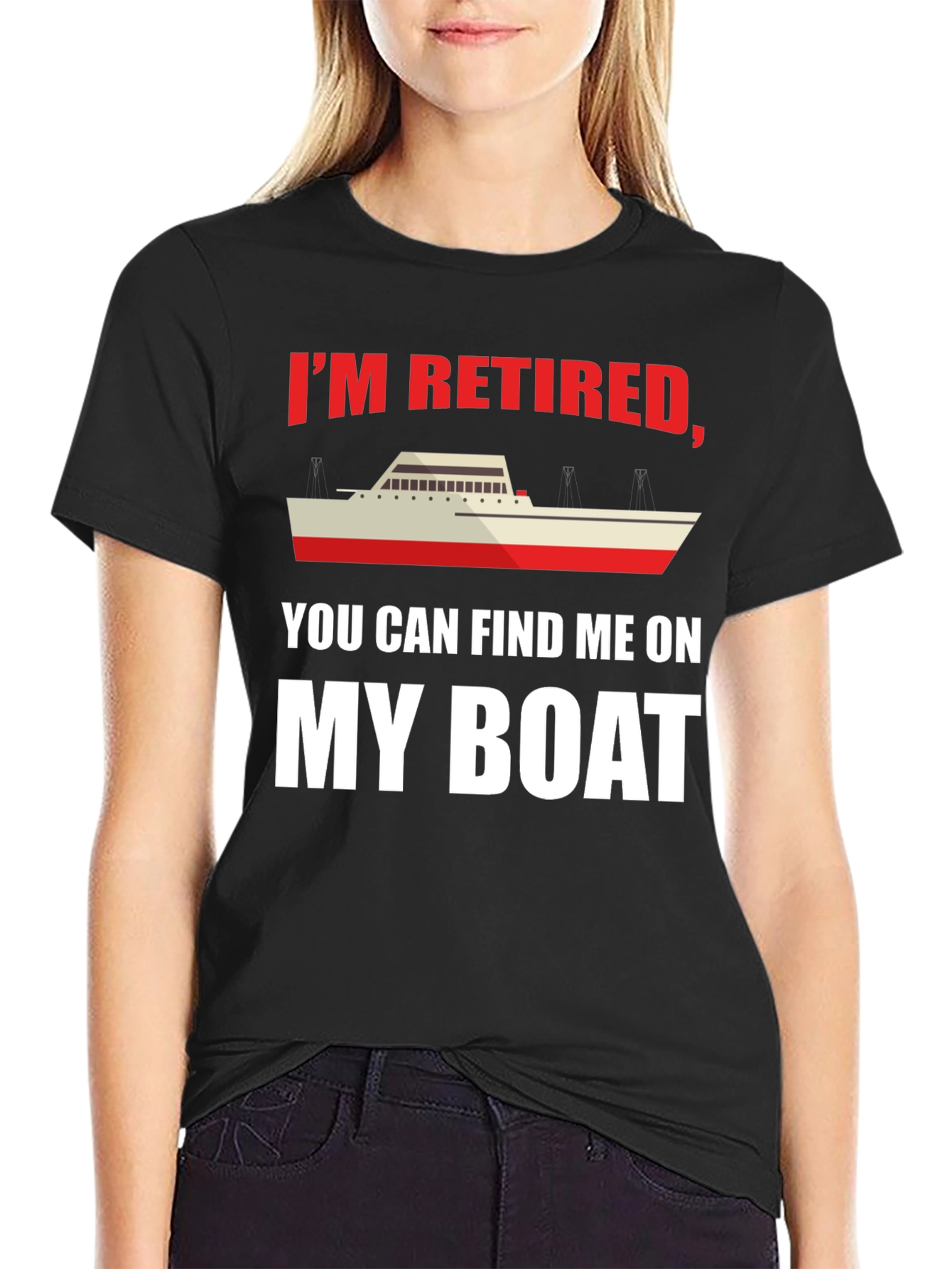Black Retired Boat Lover T-Shirt view 2