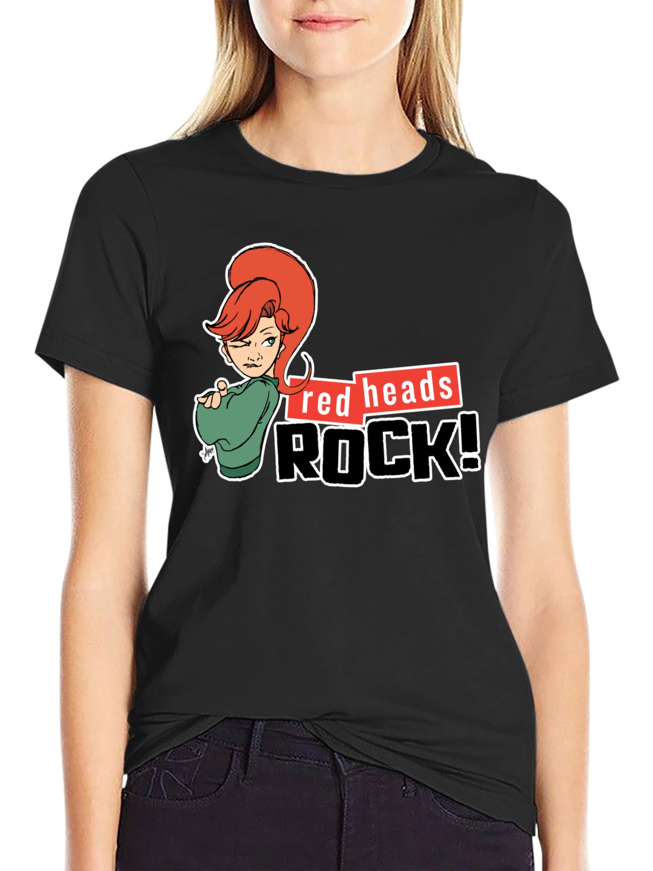 Black Redheads Rock! Graphic T-Shirt view 2