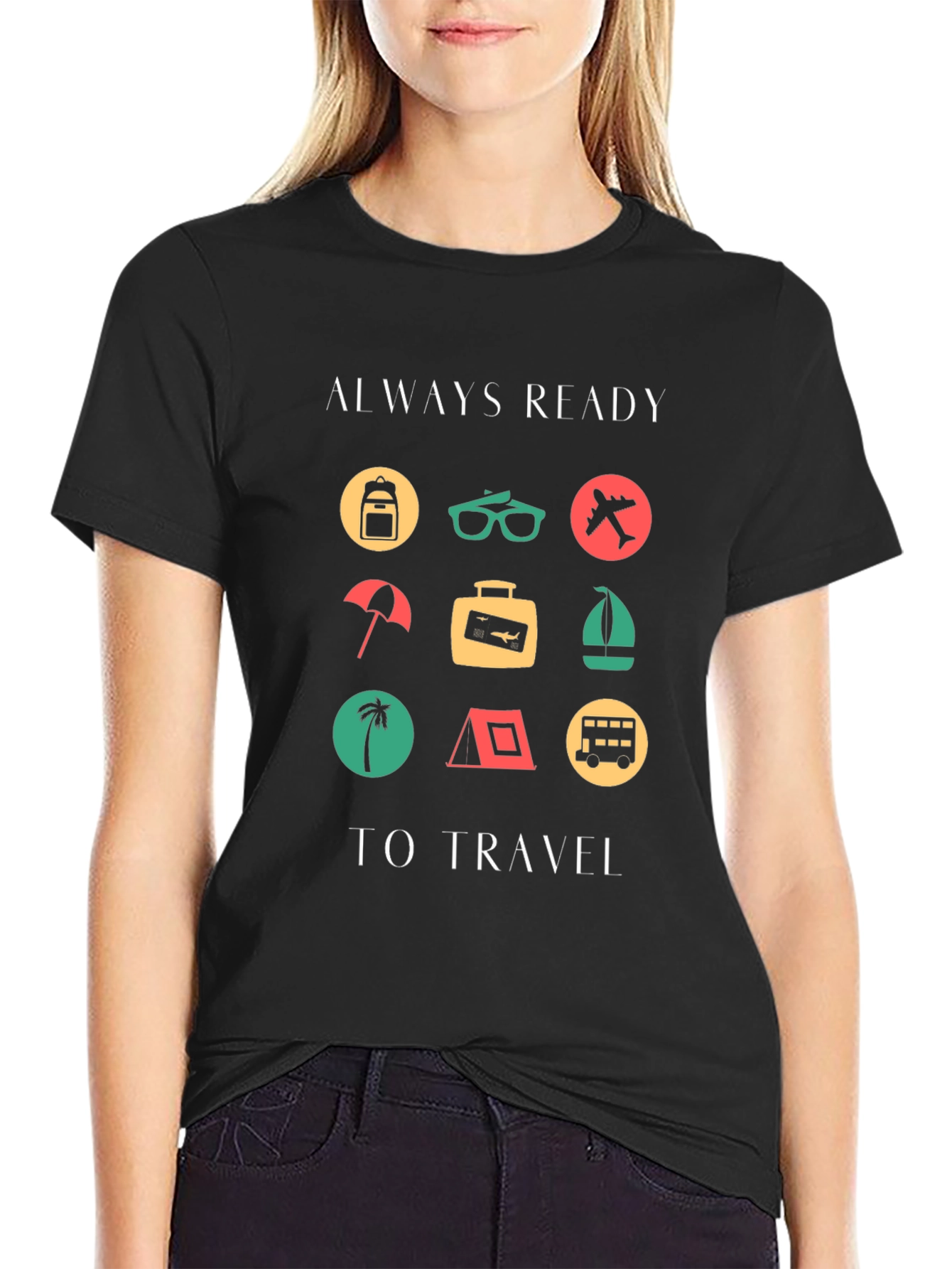 Black Always Ready to Travel Graphic T-Shirt view 2