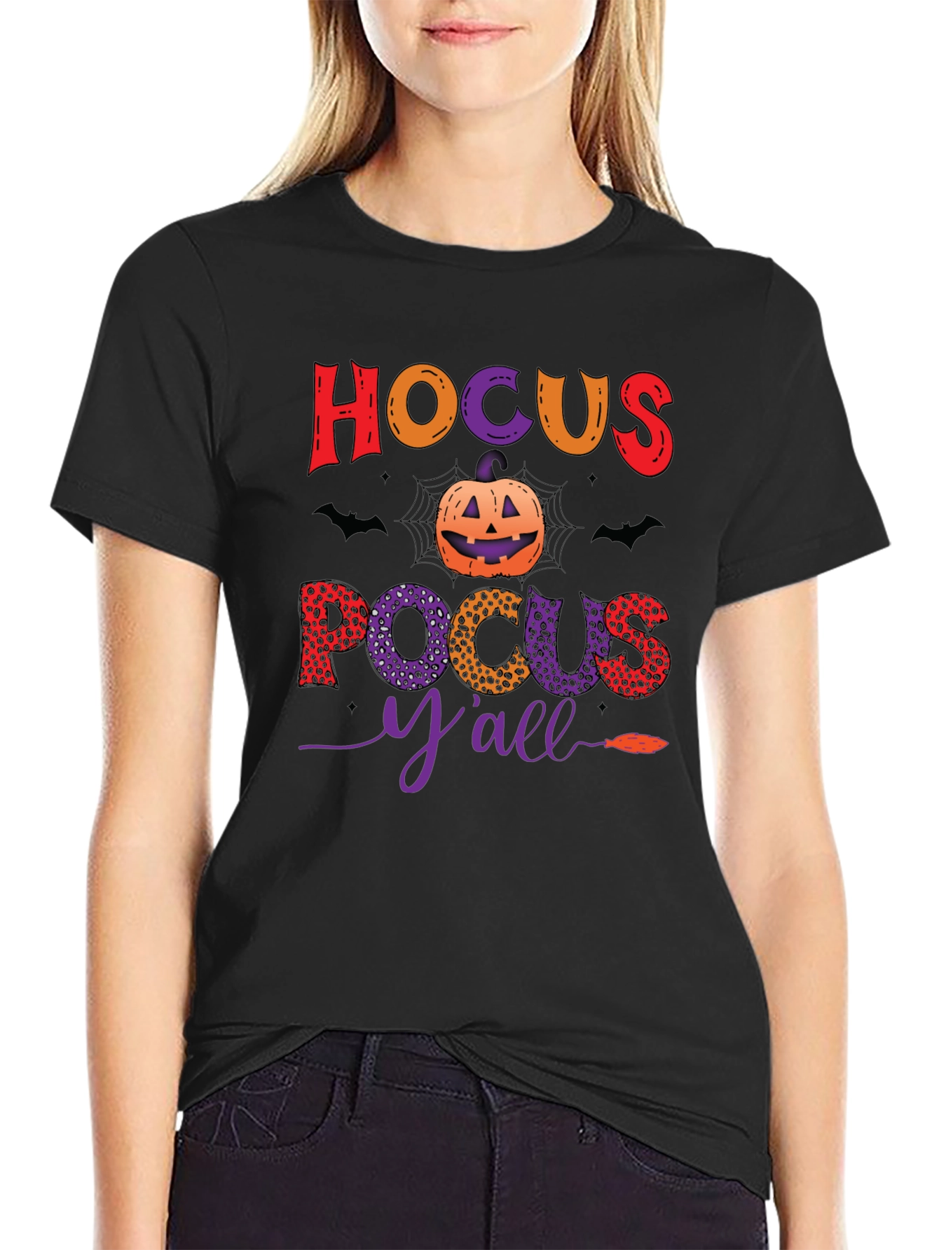 Black Hocus Pocus Y'all Halloween T-Shirt view 2