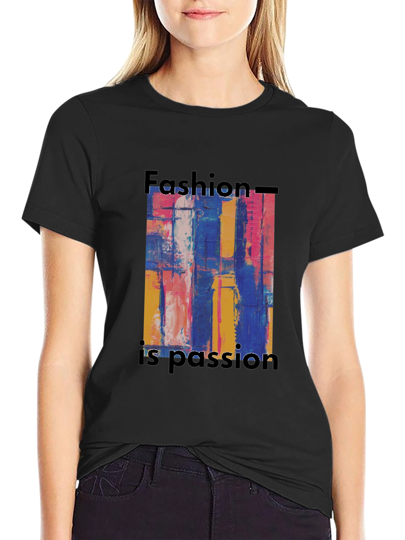 Black Abstract Art Fashion is Passion Graphic Tee view 2