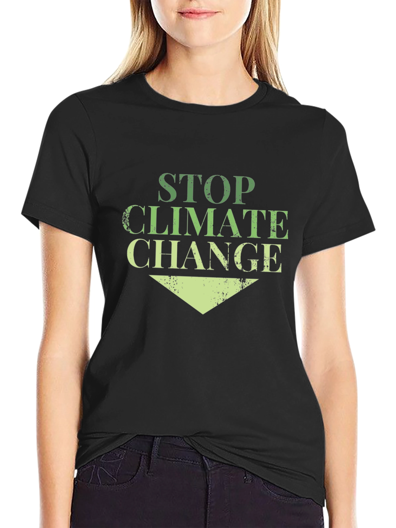 Black Stop Climate Change Black Cotton Tee view 2