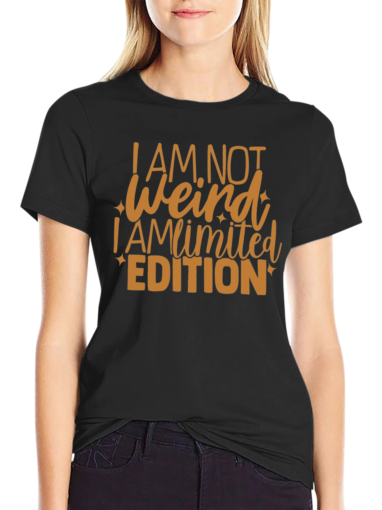 Black I AM NOT WEIRD Limited Edition Graphic T-Shirt view 2